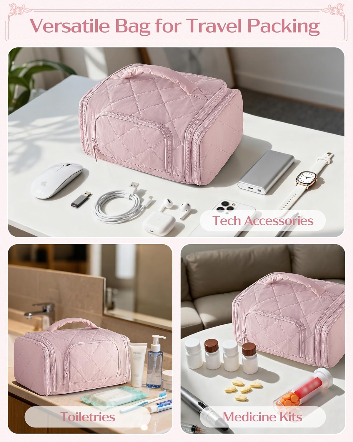 Marscamd Cable Organizer Bag, Travel Cord & Charger Organizer Pouch for Tech Accessories & Electronics, Home Storage