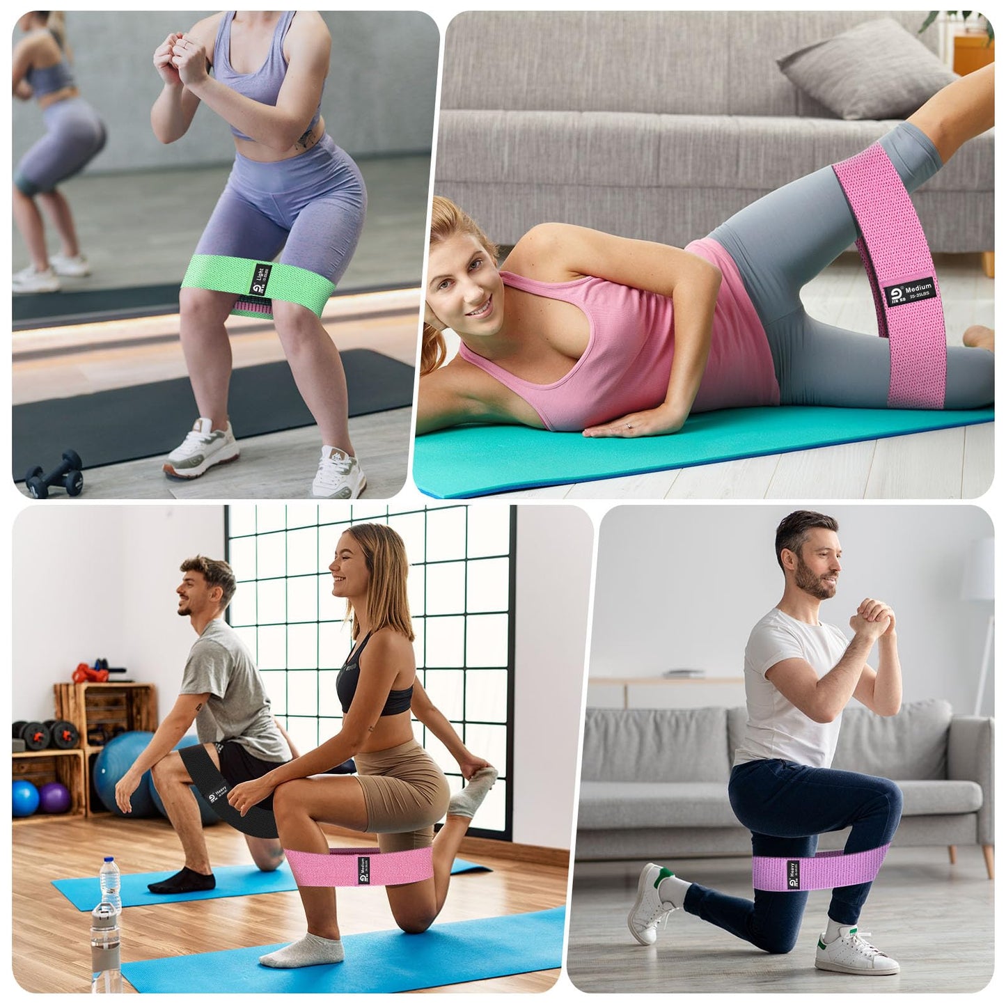 Booty & Resistance Bands – 3 Level Non-Slip Fabric Exercise Bands for Legs & Glutes, Women & Men, Squats, Hip Thigh Training, Yoga, Pilates, Home Workout