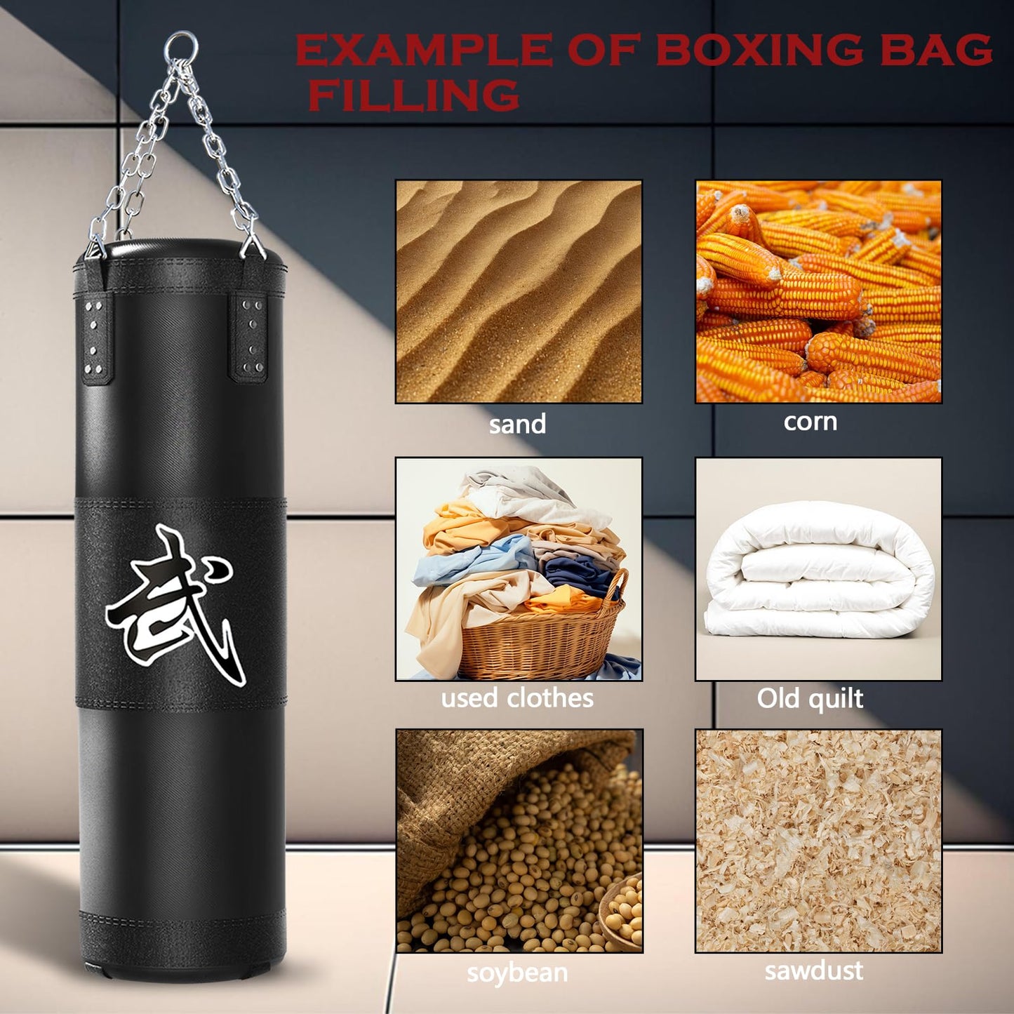 Mesetast Punching Bag for Adults, 4ft Heavy Boxing Bag Set with 12oz Boxing Gloves, MMA Karate Kickboxing Boxing Home Gym Martial Art - Unfilled