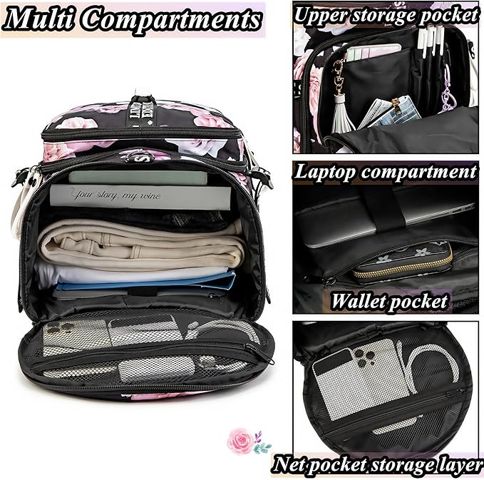 Gym Duffle Bag Backpack with Shoe Compartment,4 ways Travel Backpack for Women and Men,Multi-Functional Weekender bag with Waterproof Layer&Laptop Compartment for Fitness, Travel,Camping