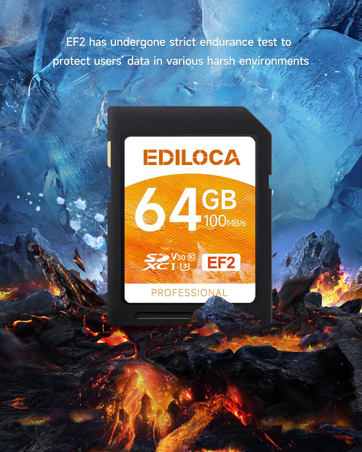 Ediloca 64GB 2 Pack 90/20MB/s, C10, U1, V10, 4K 64GB, EF2-2PCS UHS-I SD Card UHS-I Memory Card Fast Storage, Read/Write