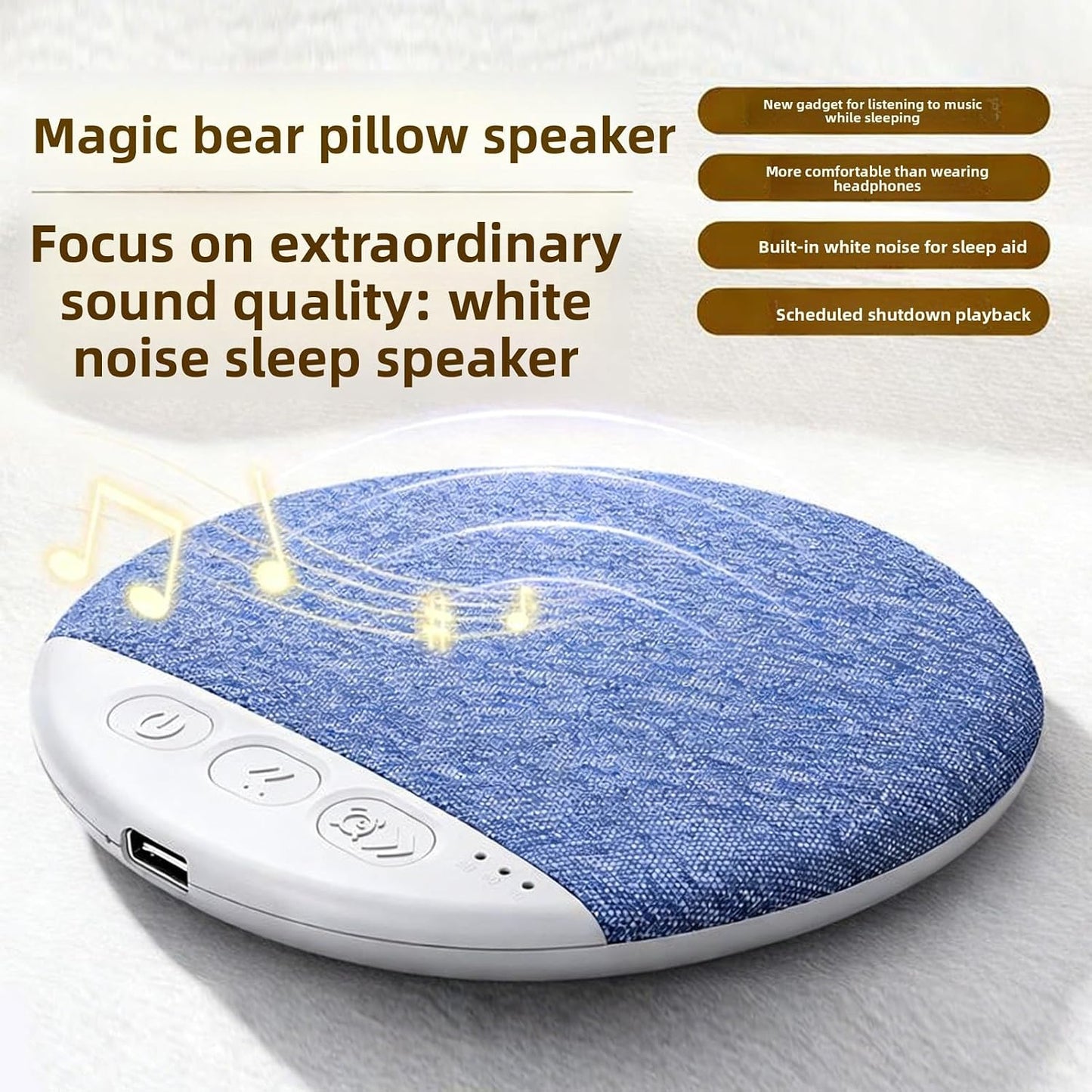 RiToEasysports Sleep Speaker, Multifunctional Bluetooth White Noise Pillow Speaker with Timer for Insomniacs Travelers