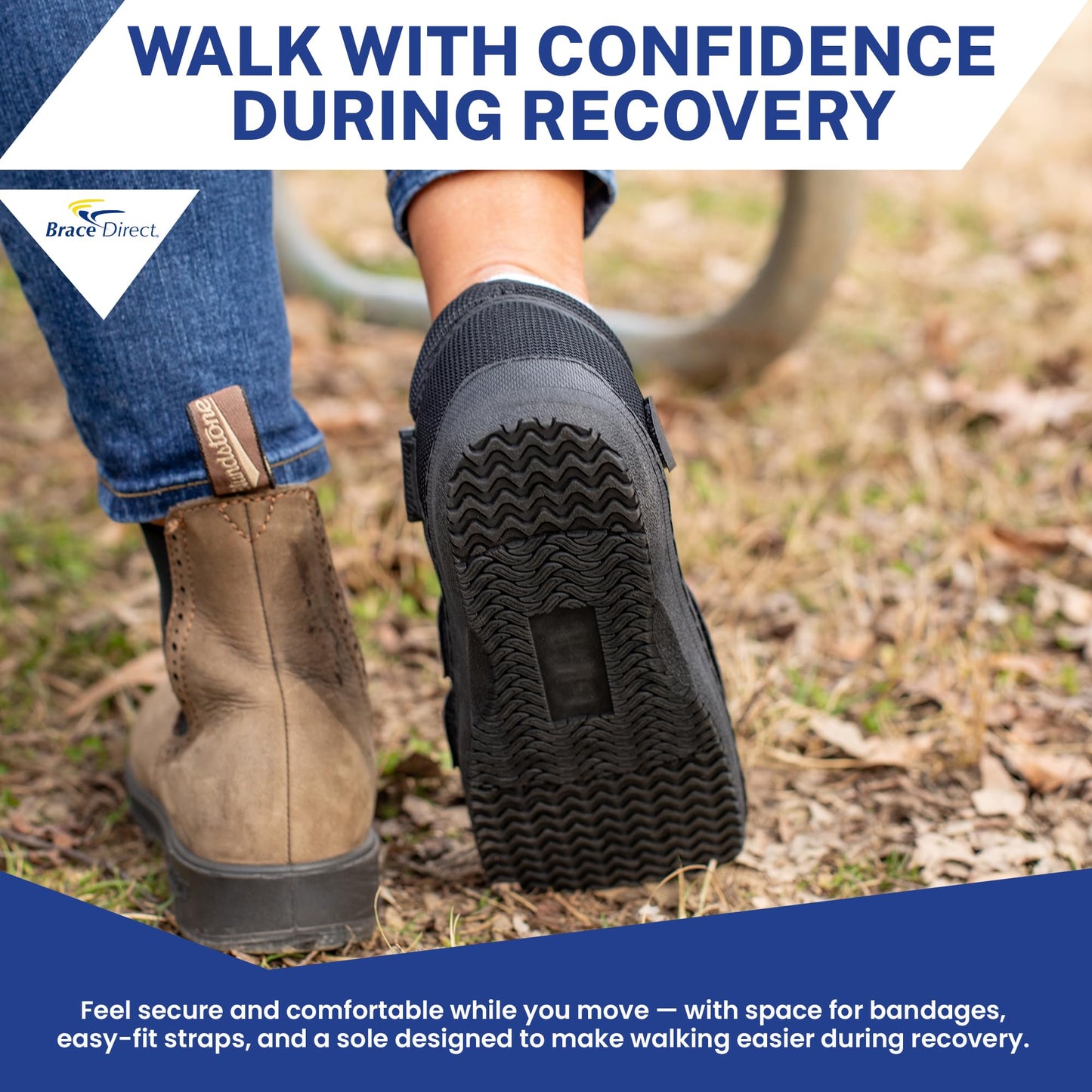 Brace Direct Square Toe Deluxe Post Op Shoe - Orthopedic Recovery Support for Broken Foot, Stress Fracture, Bunion, Hammer Toe, Diabetic Ulcer & Post-Surgery Healing Size S – Men 7.5-9 / Women