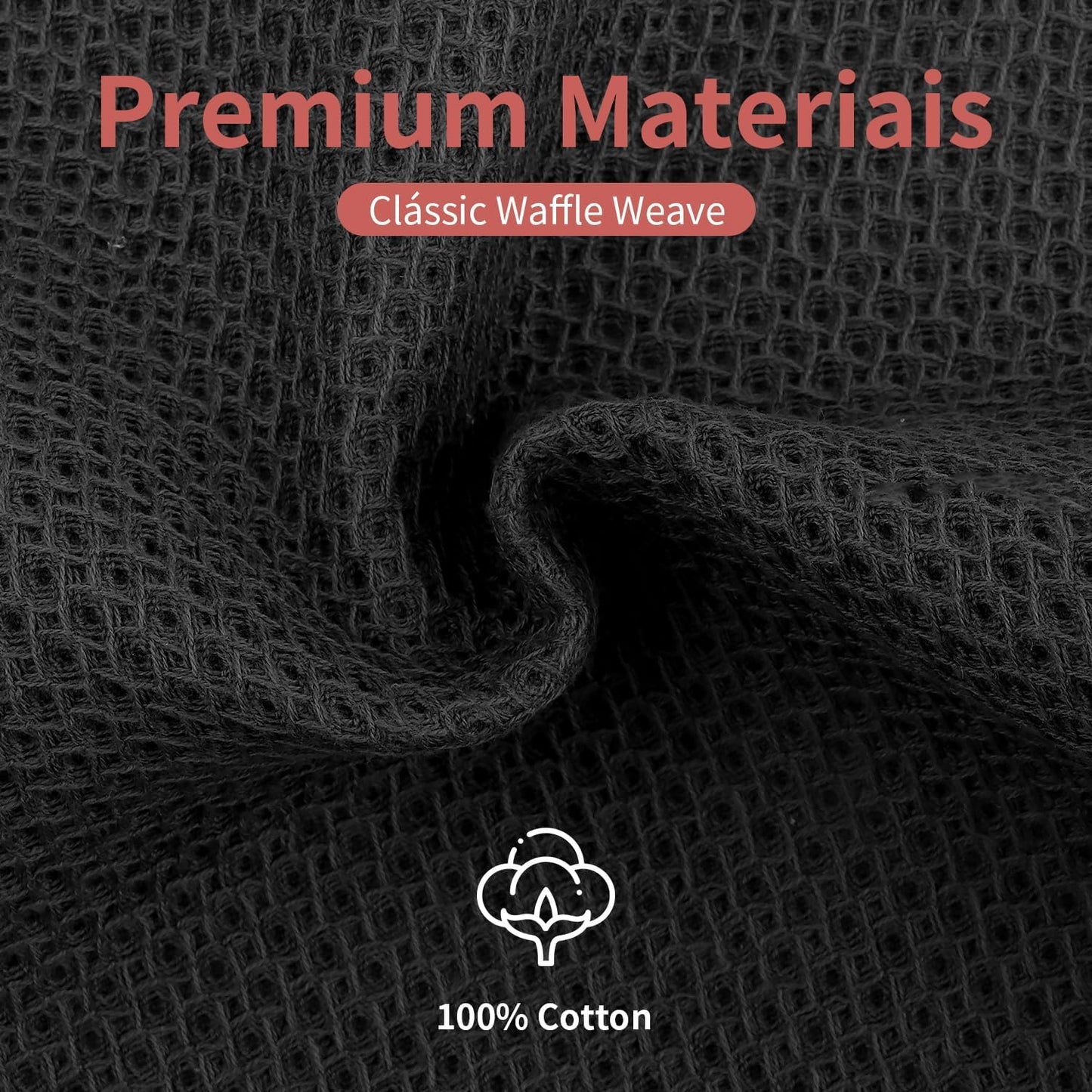 Ultra Soft 100% Cotton Waffle Weave Dish Cloths by [Brand Name] - 6-Pack, 12x12 Inch, Dark Grey, Quick Drying & Absorbent