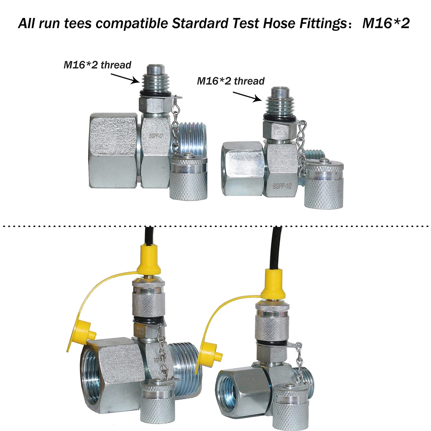 XZT 6 PACK ORFS Hydraulic Swivel Run tees,hydrulic tee connector,Tester Coupling set for hydraulic system, Excavator Construction Machinery