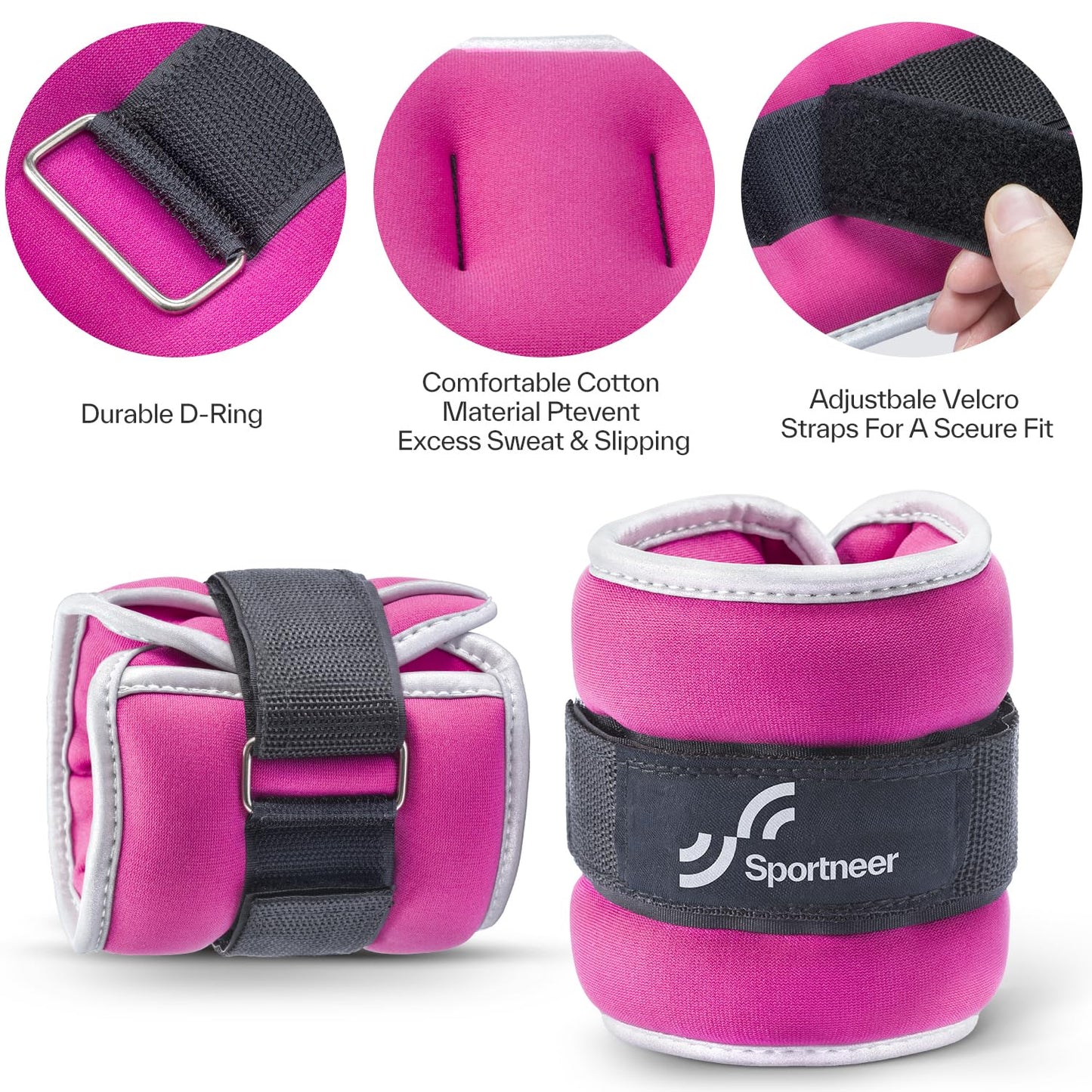 Sportneer Ankle Weights & Wrist Weights -1 2 3 4 5 Lbs Set of 2 for Men Women Kids Strength Training Arm and Leg Weights Set Comfortable and Soft Perfect for Dancing Running Walking Fitness Workout