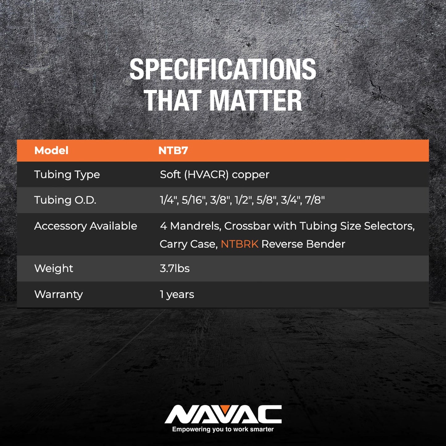 NAVAC NTB7 Ratcheting Tubing Bender for HVAC - Soft Copper Bender for Sizes 1/4, 5/16, 3/8, 1/2, 5/8, 3/4, 7/8 Inch OD