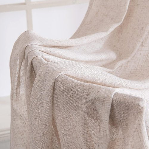 MIULEE Natural White Linen Curtains - 90 Inch Long, Soft Thick Semi-Sheer Drapes | 2 Panels for Bedroom & Living Room
