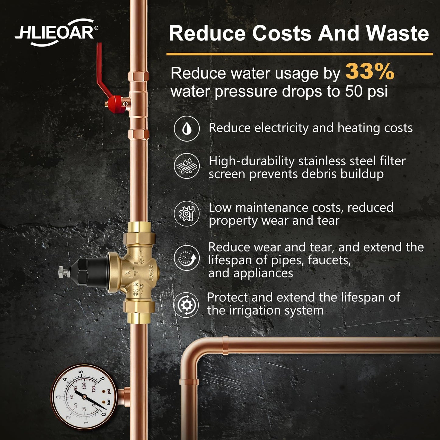 1" NR3XLDU Pressure Reducing Valve, Double Union FNPT Connection, for Home & Commercial Use