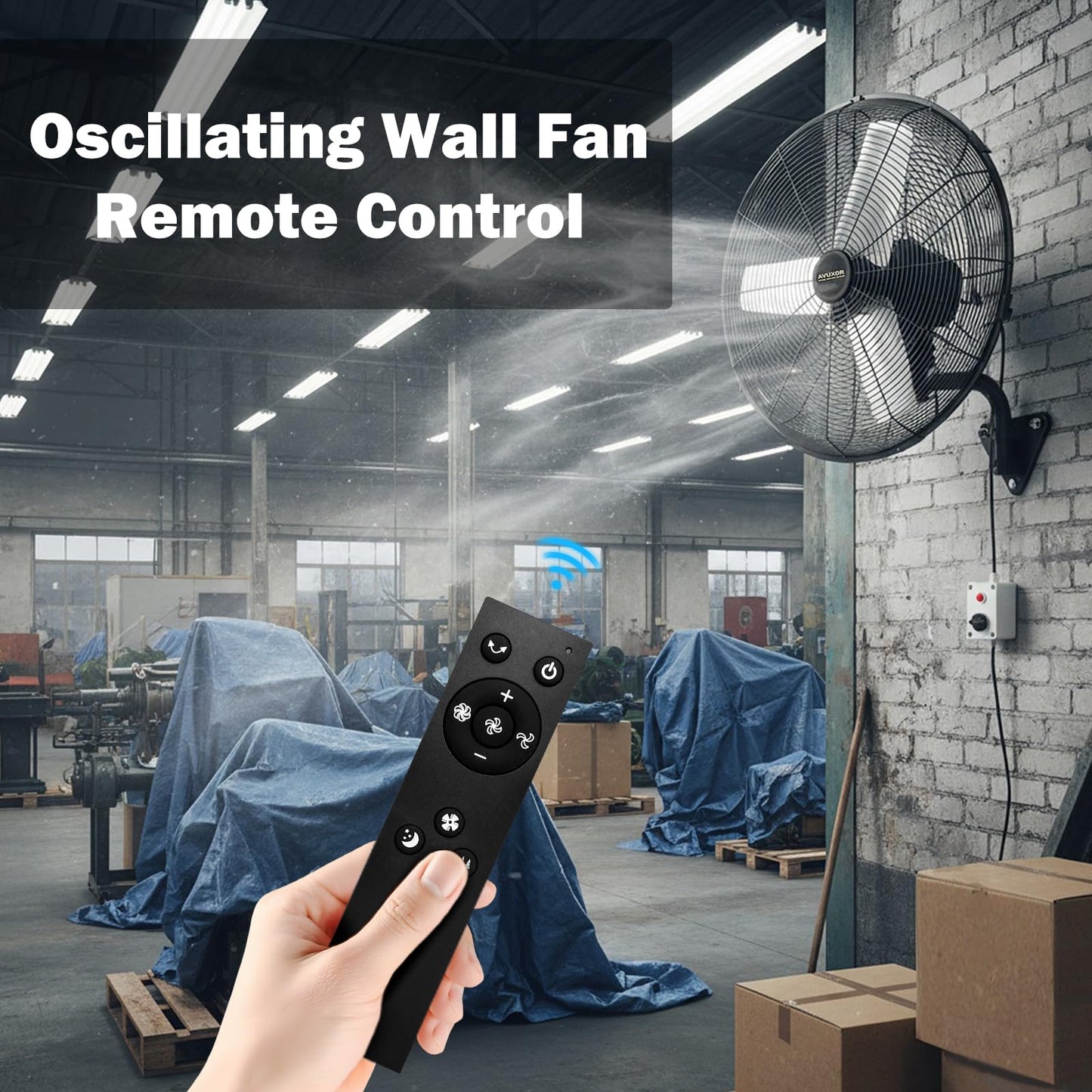 AVUXOR 24'' Remote Control Outdoor Wall Mount Fan, 4 Speed Oscillating Wall Fan with All Sealed Brushless DC Motor, Heavy Duty Industrial Fans, Waterproof Fans for House, Garage, Warehouse, Factory