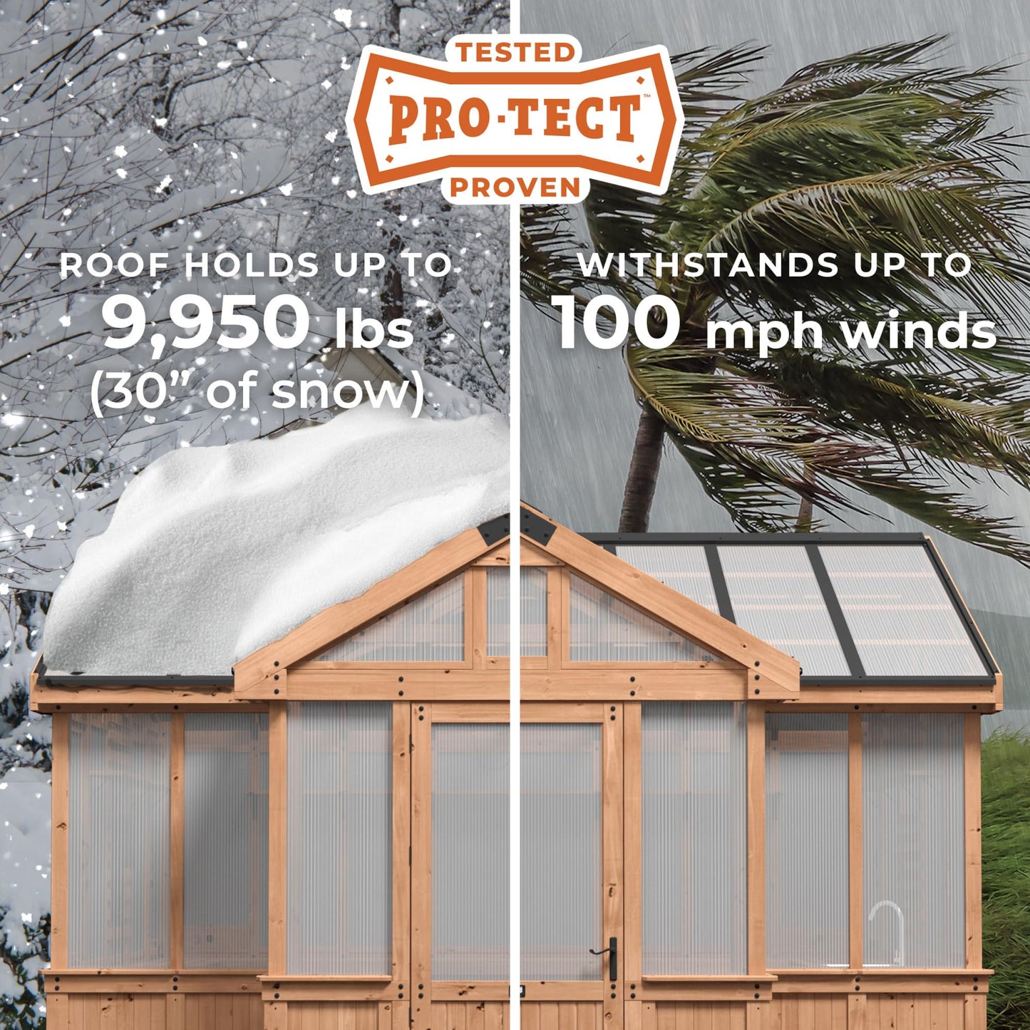 Backyard Discovery Savannah Chalet-Style 14.5' x 12' Cedar and Polycarbonate Walk-In Greenhouse Kit with Sink, Exhaust Fans, Windows, Hose Hook-Ups, PowerPort, Staging Shelves for Year-Round Gardening