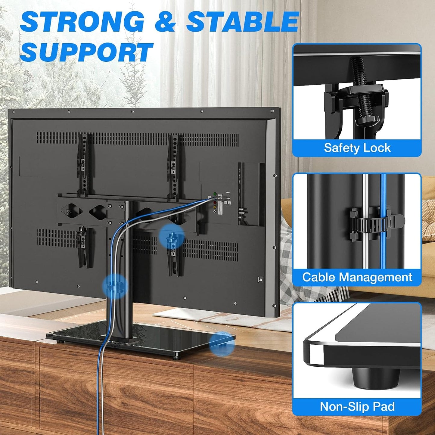 Rfiver 27-60 Inch 88lbs, 400x400mm Universal Table Top TV Stand TV Base Replacement for Most LCD LED Flat Curved Screen