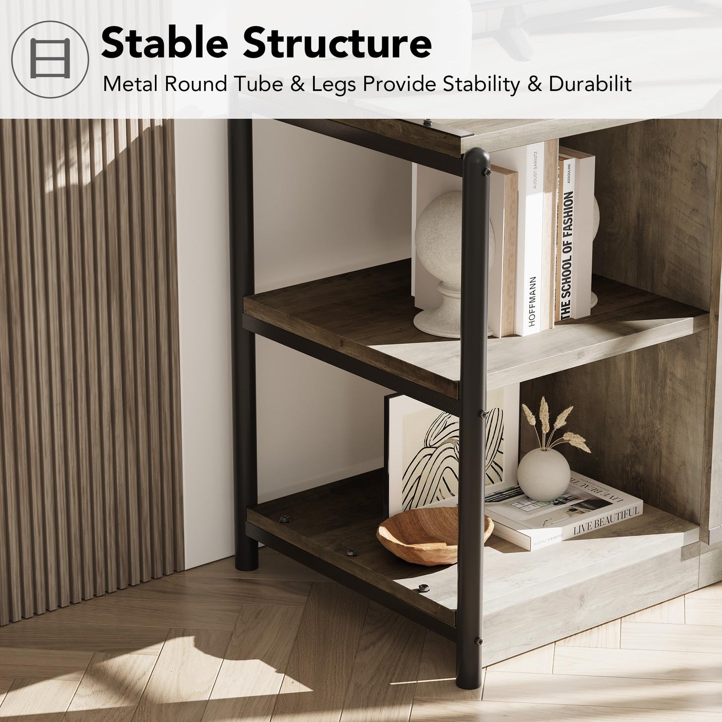 IDEALHOUSE Farmhouse TV Stand for 75/80 inches TVs, Entertainment Center with Storage Cabinet, Industrial Media Console Cabinet Table, Living Room Media Furniture, Grey
