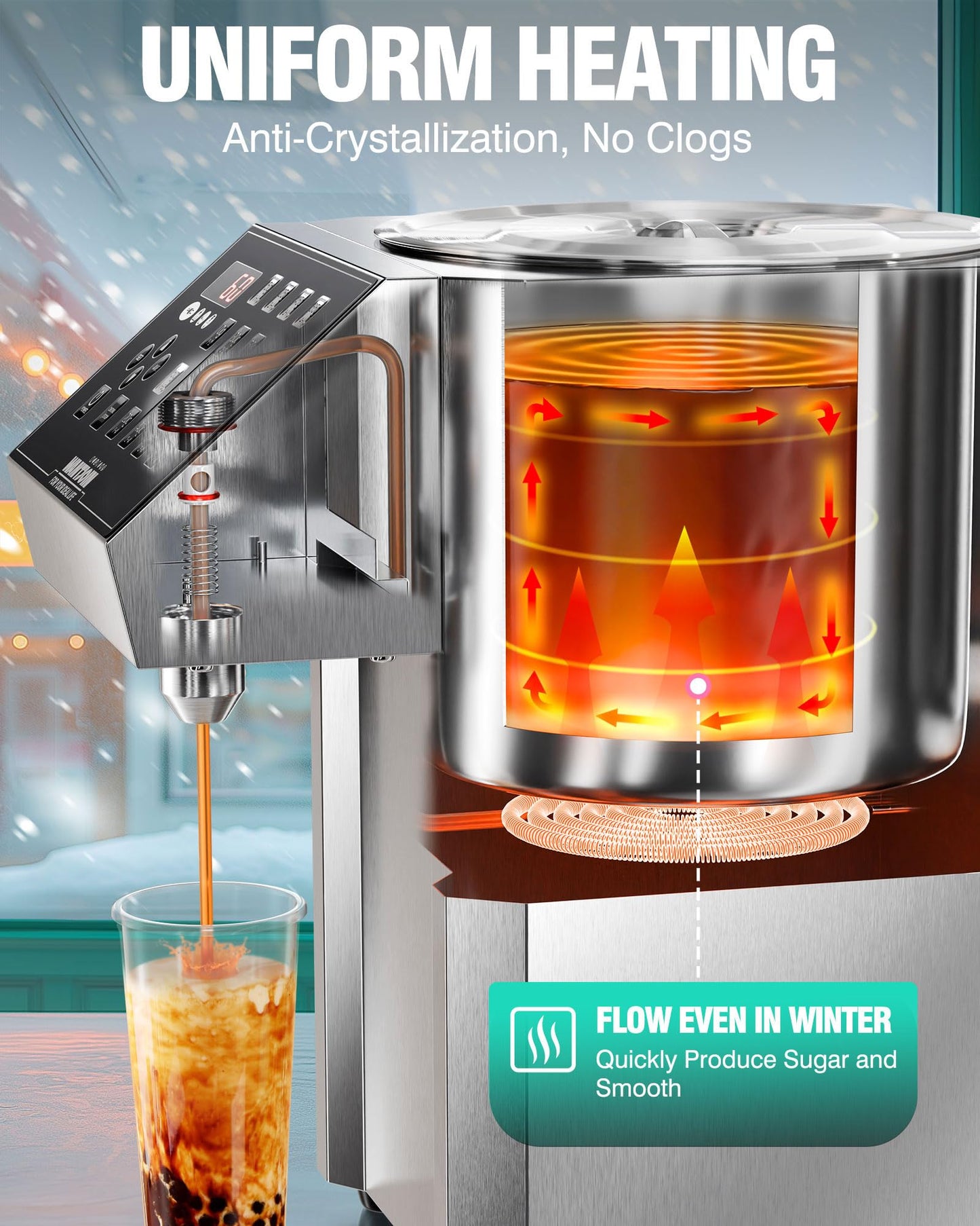 WantJoin Fructose Dispenser - 16 Weight Settings Automatic Syrup Dispenser Machine Commercial 8L/8.5Qt Quantitative Machine for Beverage with Measuring Cup Mixing Stick Bubble Tea Equipment