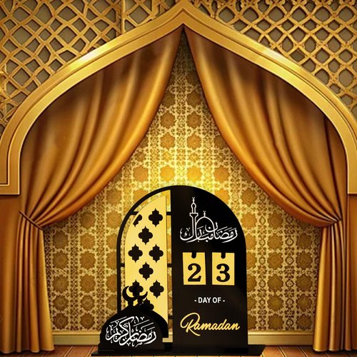 hhdatc Acrylic Countdown Advent Calendar 31 Days Til Eid' Lantern Design, Eid Mubarak Ornament for Ramadan Kareem Tabletop Decorations(black)