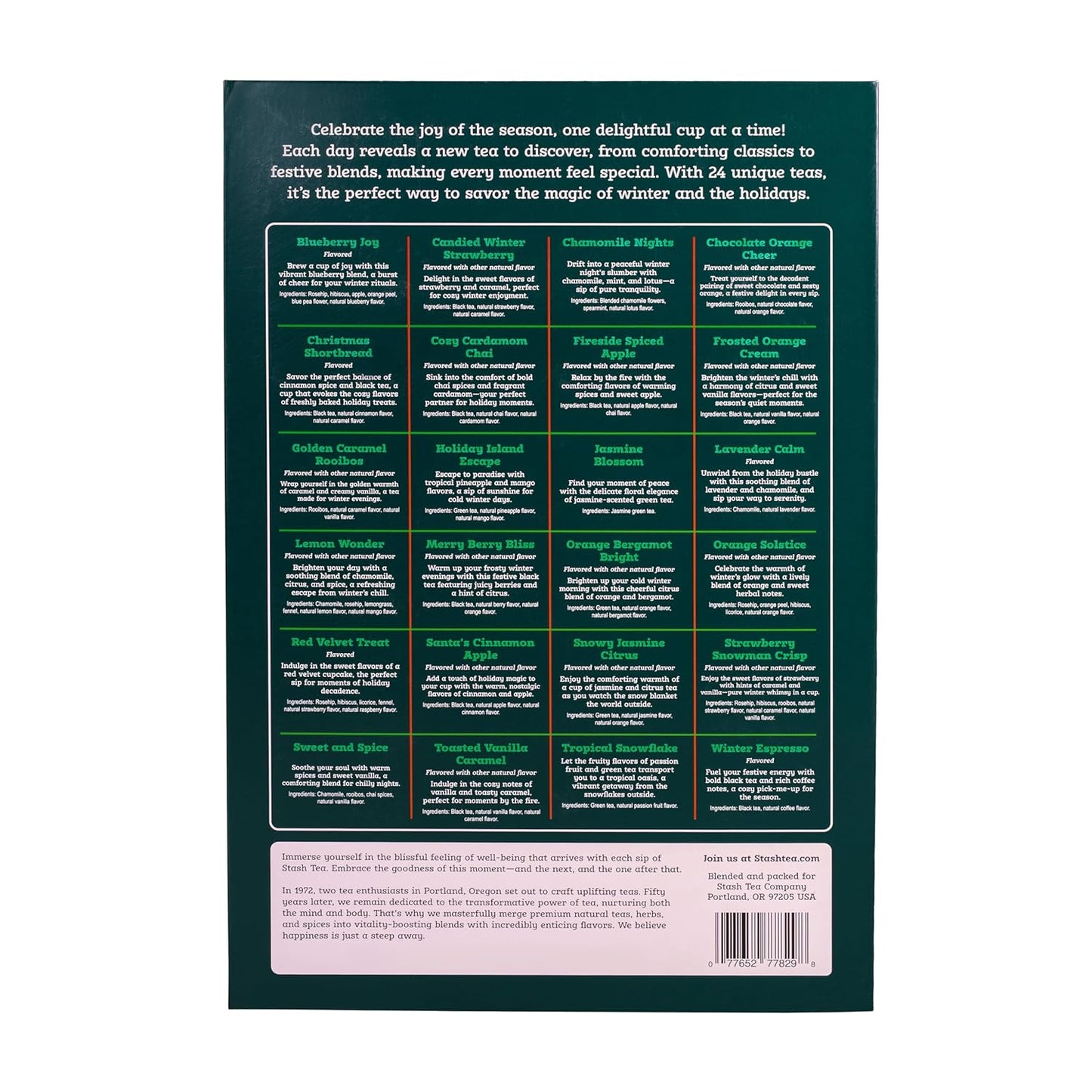 STASH Tea Advent Calendar - Premium Assorted Teas for a Festive Countdown | 24 Unique Flavors