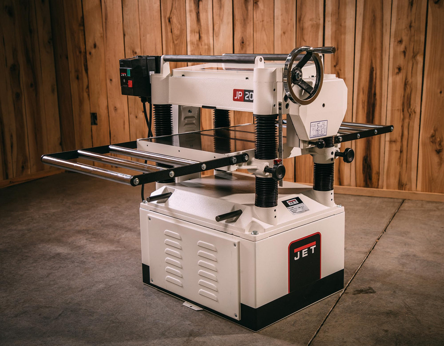 JET 20-Inch Thickness Planer for Woodworking, Straight Knife Cutterhead with 2-Speed (24 FPM / 31 FPM) Feed Rate, 3 HP, 230V 1Ph (JPW-208-1)