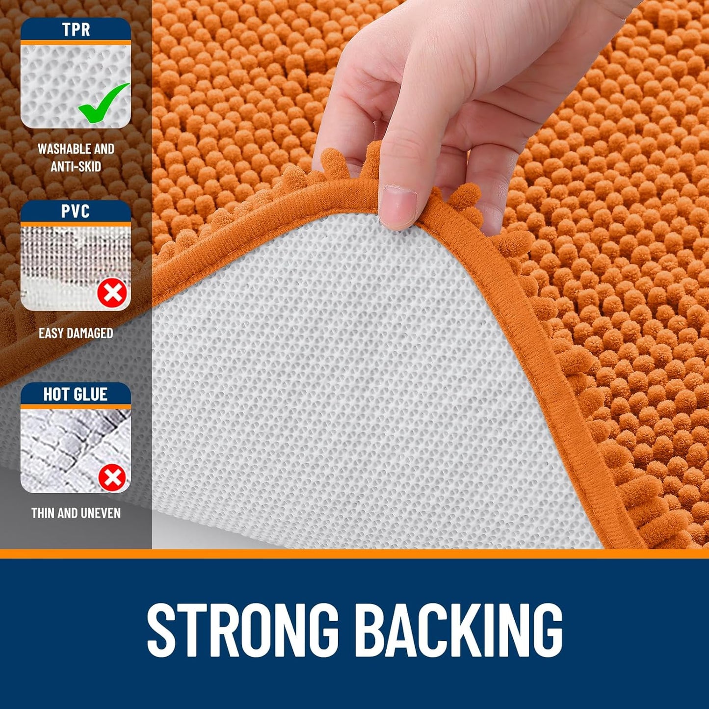 OLANLY Bathroom Rugs - Extra Soft Absorbent Chenille Mats | Quick-Dry, Machine Washable, 36x24, Clay Color