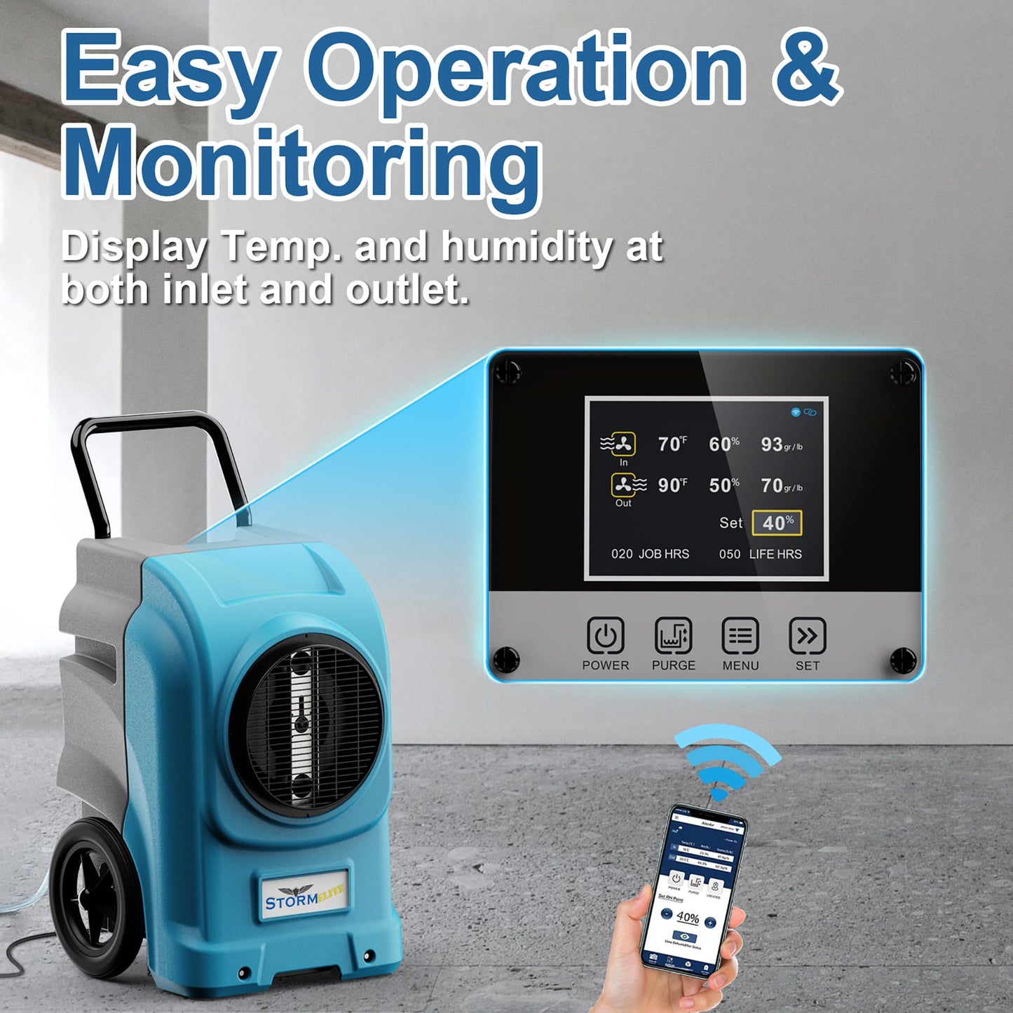 ALORAIR 270 Pints Commercial Dehumidifiers Smart Wi-Fi with Pump, Up to 3,000 Sq.Ft Coverage for Large Room or Basements, Industrial Dehumidifier with Drain Hose, 6 Years Limited Warranty