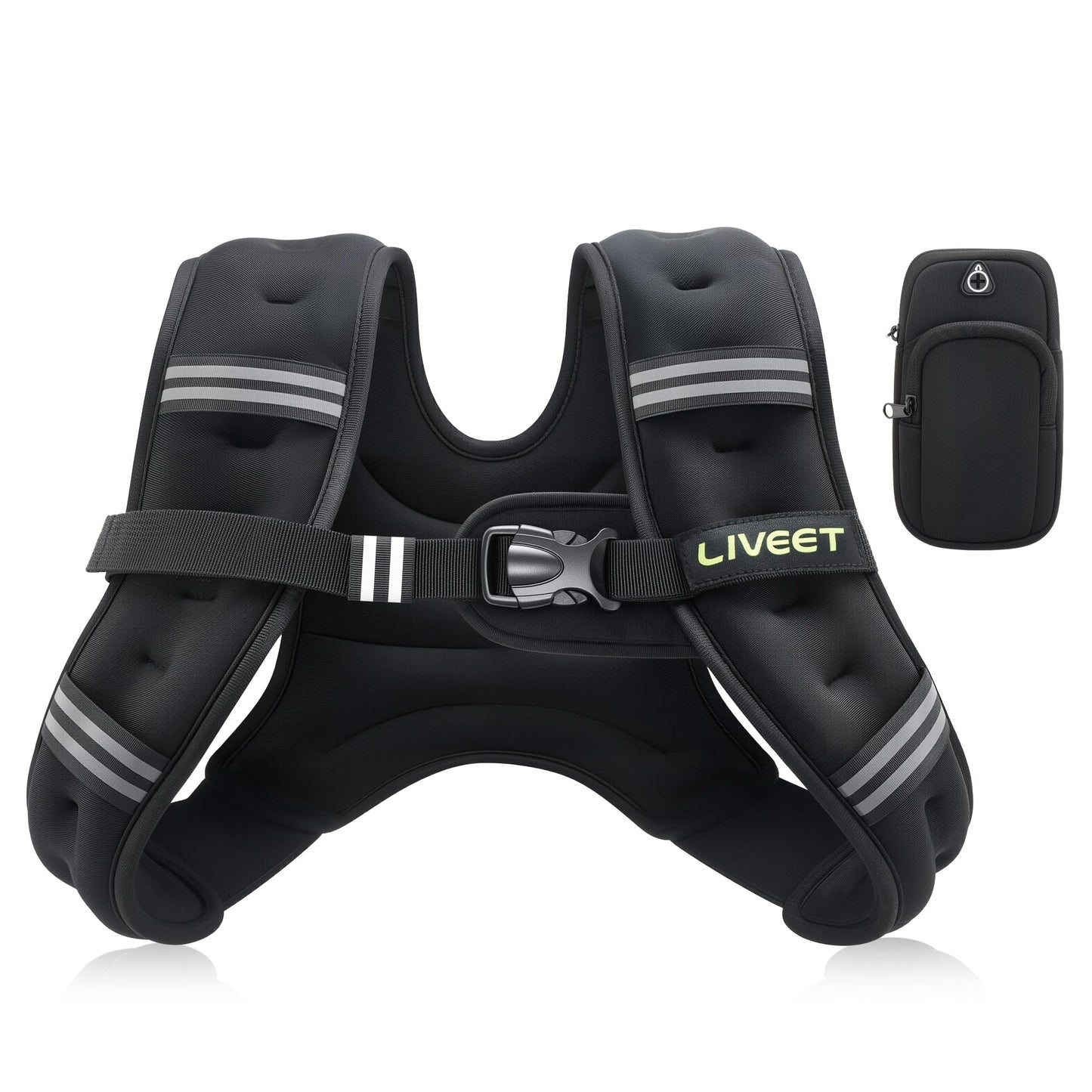 Liveet Weighted Vest, Weighted Vest for Women Men, 10lb Weight Vest with Pocket Reflective Strips Adjustable Buckle Straps SGS Certified Weight Vest for Walking Running Strength Training Cardio Workout