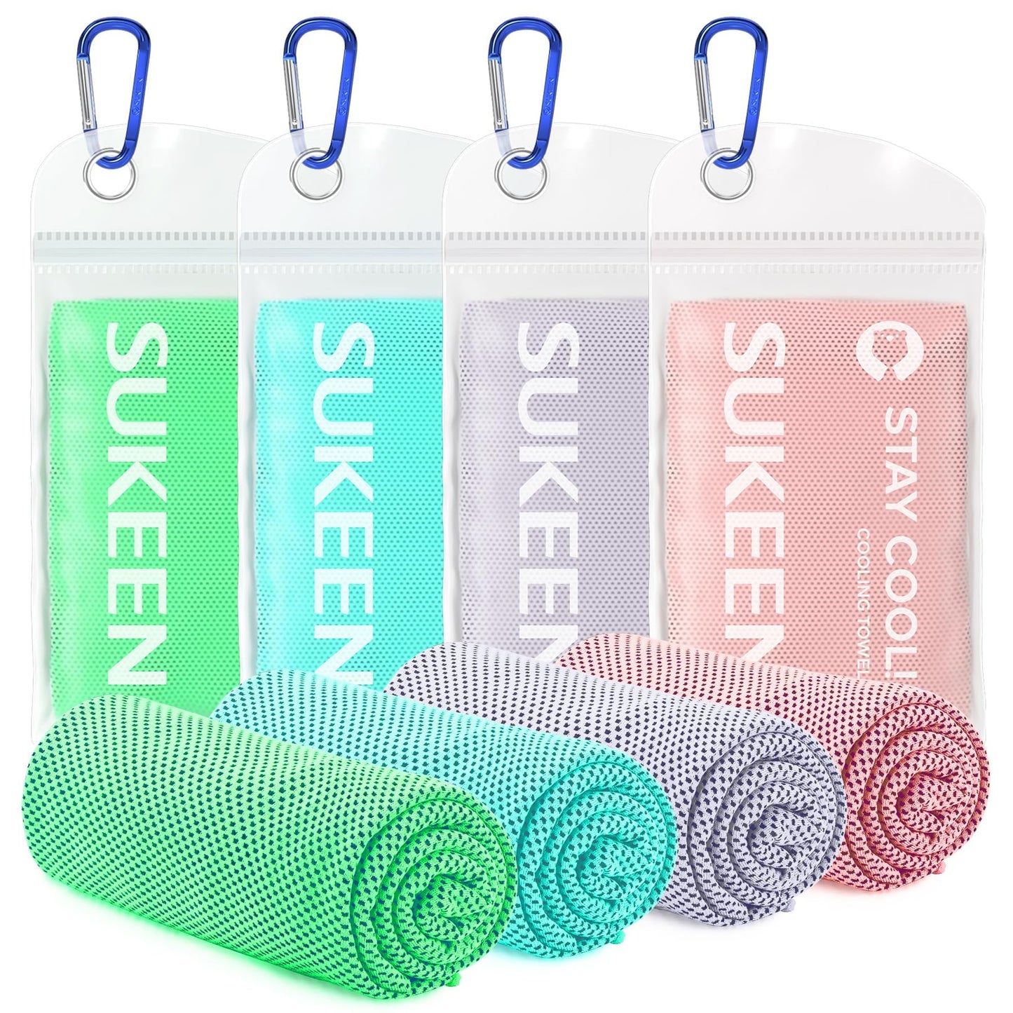 Sukeen 4 Pack Cooling Towels for Hot Weather 40"x12", Gym Towels for Men and Women, Soft Breathable Workout Towels for Yoga, Running, Sport, & More