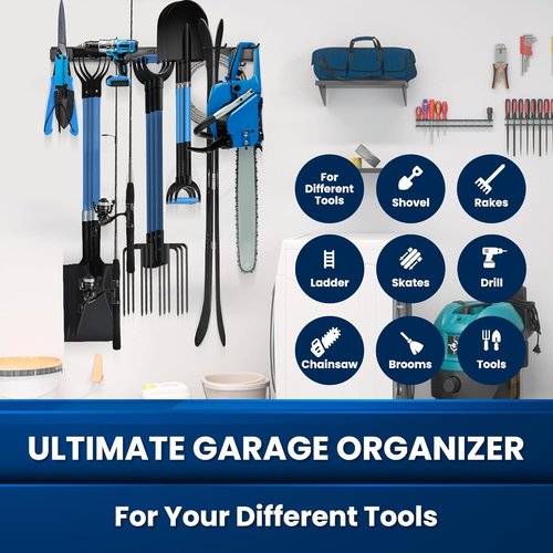 All-Metal Garage Tool Organizer by [Brand Name] - Heavy-Duty Wall Mount Rack Holds 680 lbs | Adjustable Hooks for Tools & Equipment
