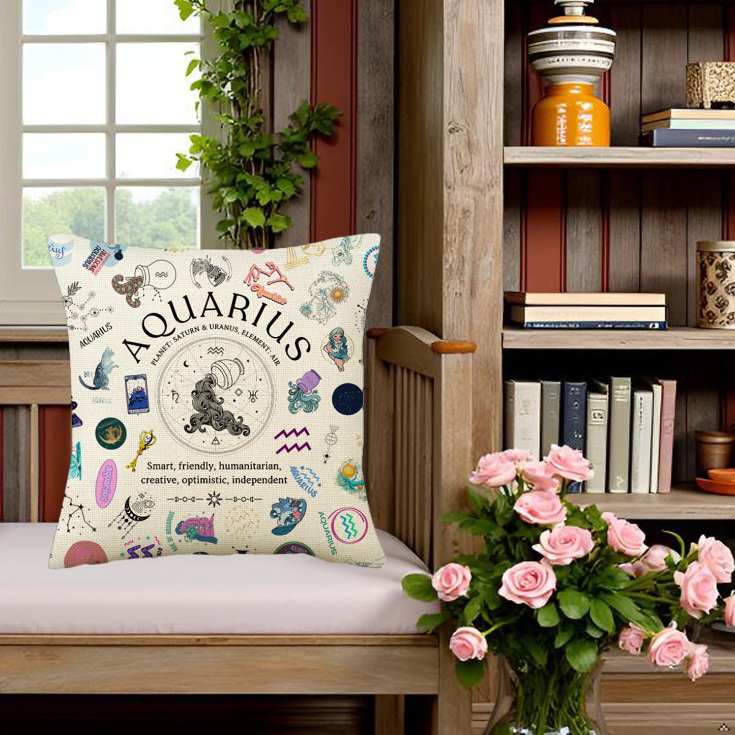 TOTEVOL Aquarius Pillow Cover 18x18, Zodiac Constellation Throw Pillow Covers for Women, Unique Astrology Gifts, Birthday Gift for Aquarius Women & Astrology Lovers