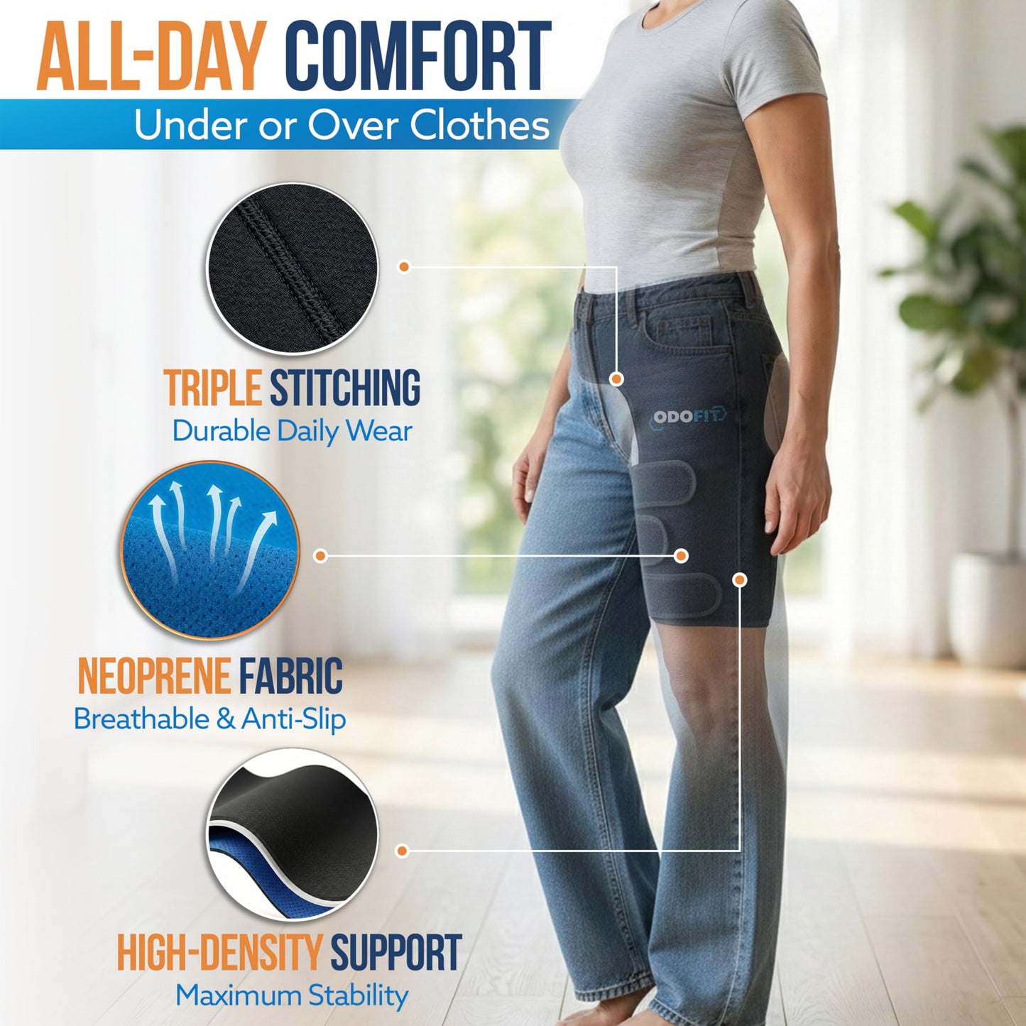 5 in 1 Hip Brace for Women Men Sciatica Pain Relief Devices - Adjustable Groin, Hip Flexor Compression Wrap for Comfortable Thigh, Hamstring & Sciatic Nerve Support, Improved Mobility & Recovery