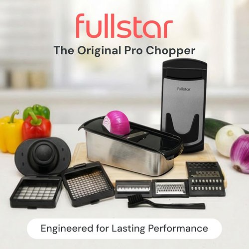 Fullstar Premium Vegetable Chopper - 14-in-1 Food Chopper & Mandoline Slicer with Container | Silver Kitchen Gadget