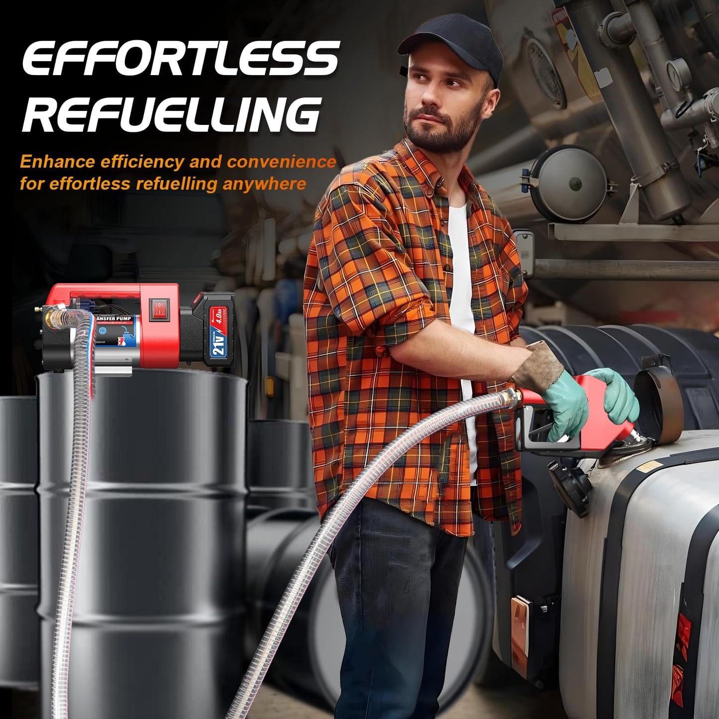 Mxmoonant Cordless Diesel Transfer Pump Kit, Fuel Transfer Pump Battery Powered 12GPM with Fuel Nozzle Auto Shut Off, 4000mAh Lithium Batteries*2 for Kerosene Boat Truck