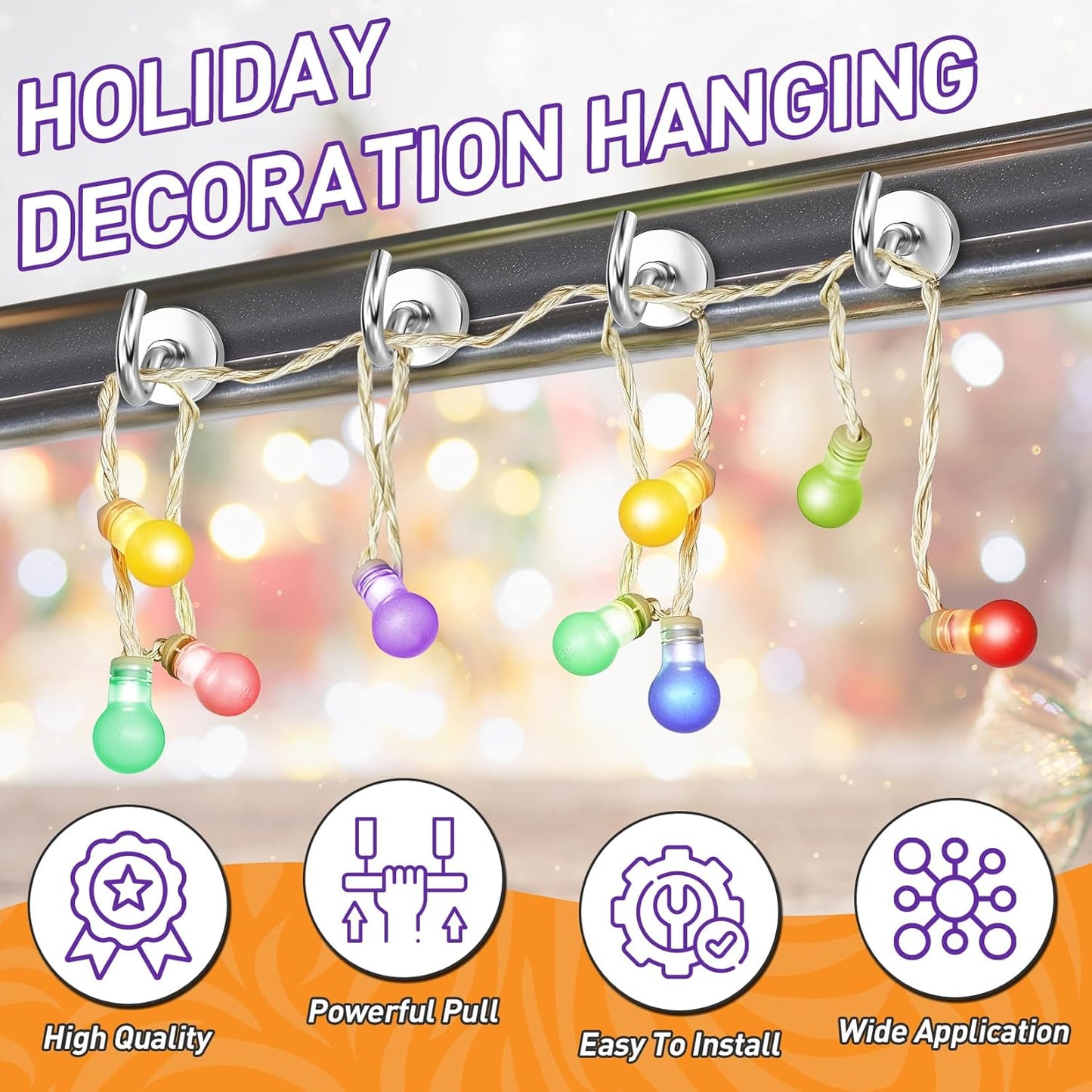Skiennix 12 Pack Magnetic Hooks - Heavy Duty 30lbs+ Metal Hooks for Kitchen, Fridge & Classroom