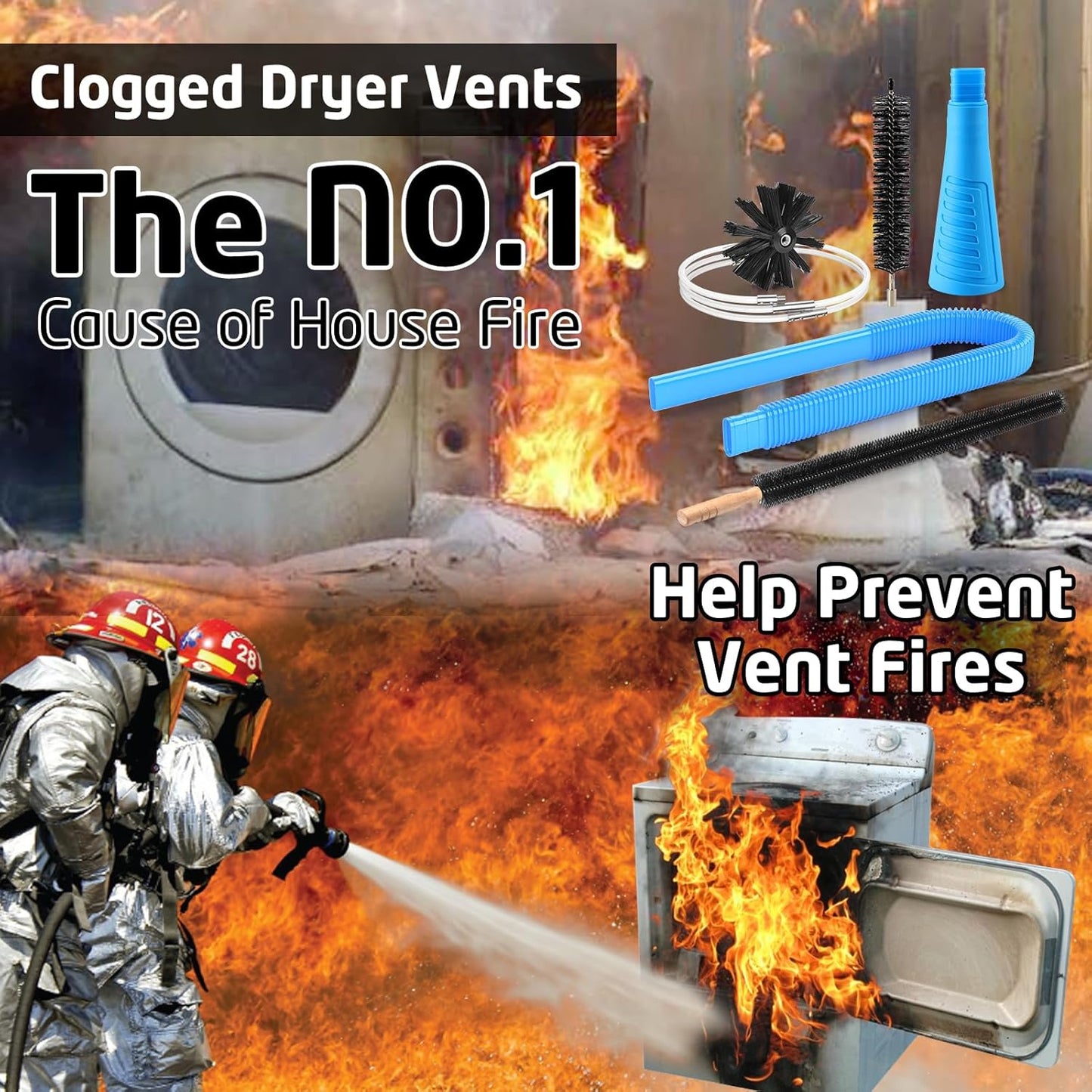 PetOde Dryer Vent Cleaner Kit - 32-Feet Lint Remover with Flexible Brush & Vacuum Attachments