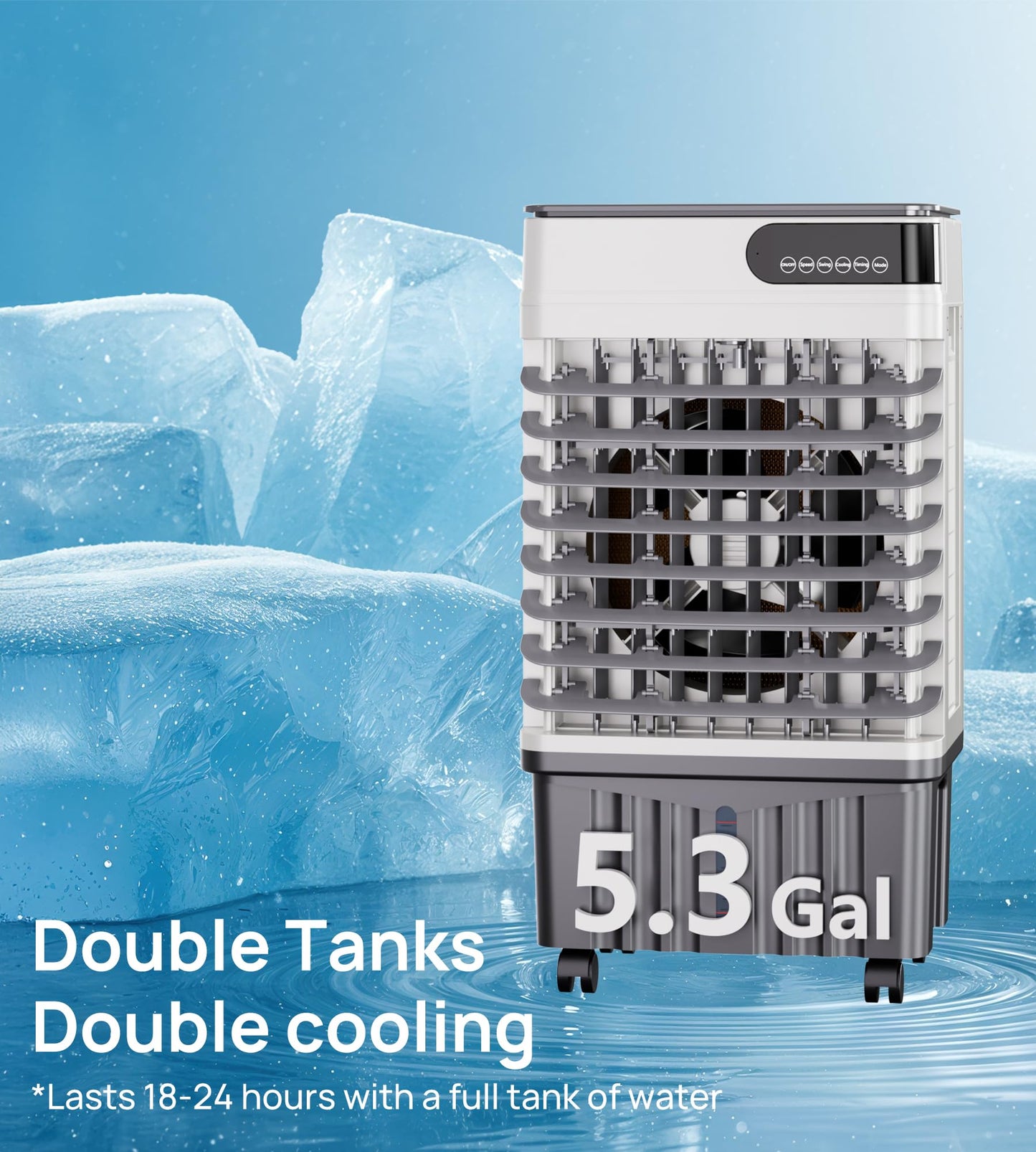 AKIRES 1800CFM Swamp Cooler,Evaporative Air Cooler with 5.3-Gal Water Tank,4 Ice Packs,Evaporative Cooler for Outdoor Patio Garage Commercial Industrial Use (29IN)