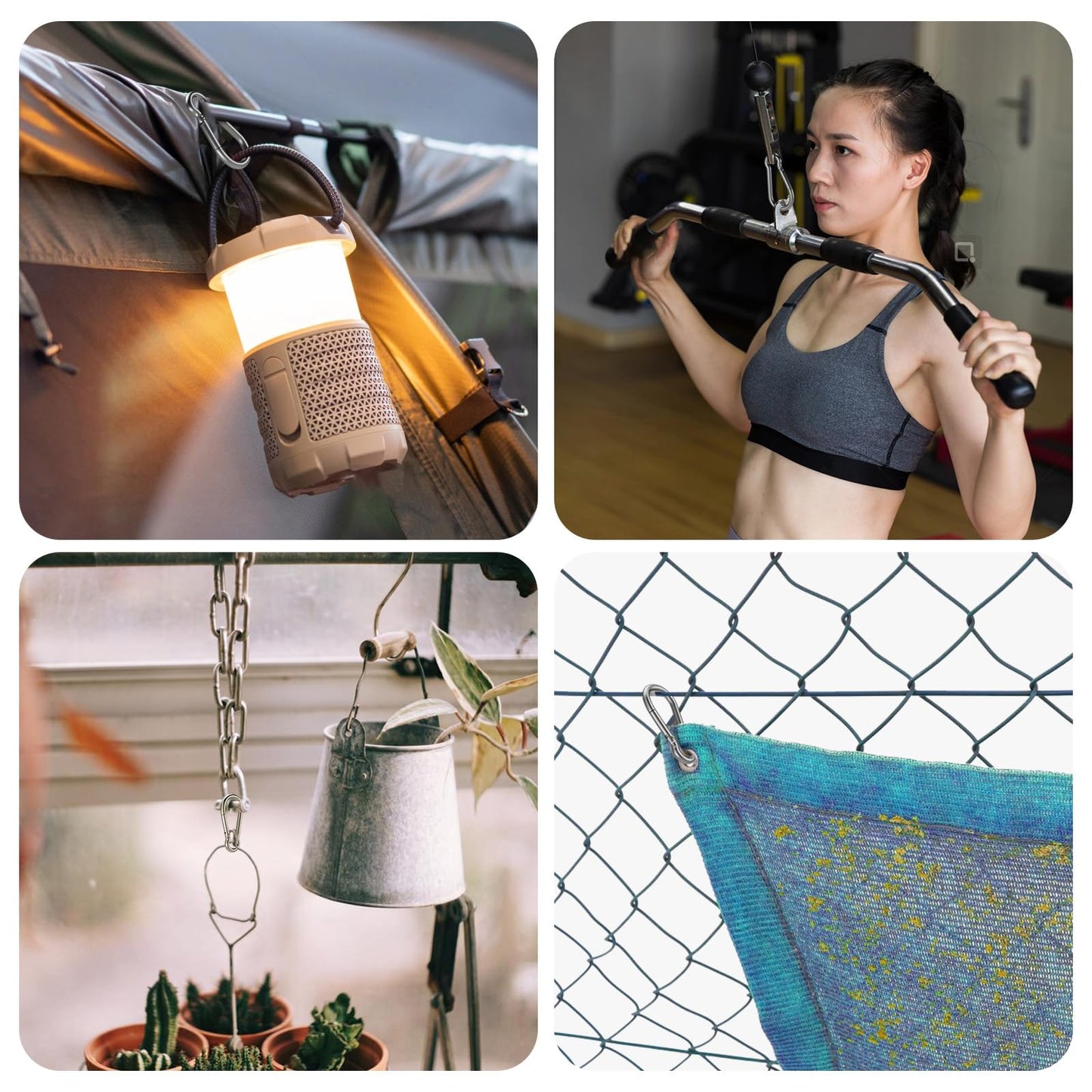 304 Stainless Steel Carabiner Clips, 【NO Rust】 1360lbs Heavy Duty Carabiners, 2.36 inch D-Ring Snap Hook Keychain Spring Clips for Gym, Pet leashes (8PCS 304 Stainless Steel Clips)