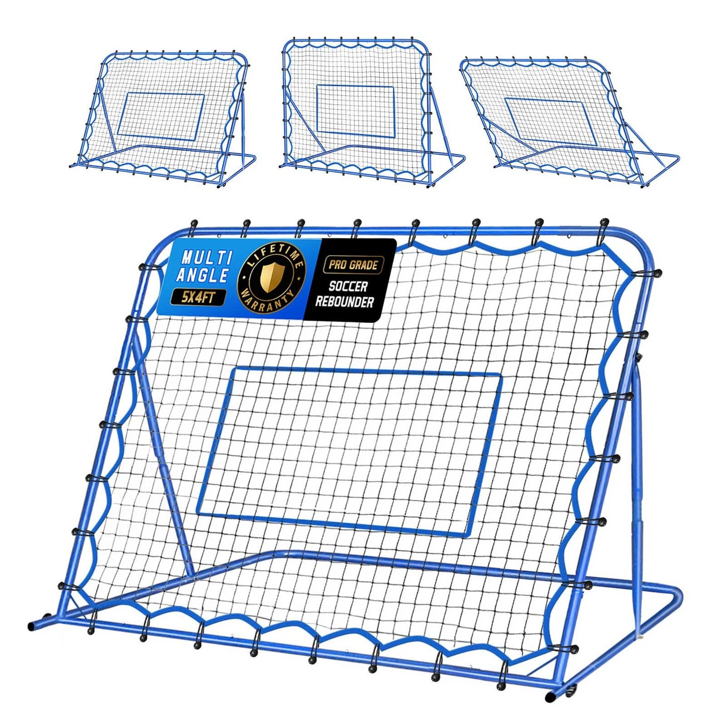 5x4FT Soccer Baseball Rebounder Net, Volleyball Softball Rebound PitchBack Net Quick-Switch Angle Soccer Training for Control, Passing Practice, Lacrosse Bounce Back Rebounder Gifts Trainer Equipment
