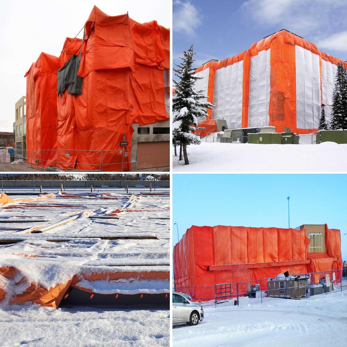 Turtle Life Concrete Curing Blanket 12x24 Feet, Multipurpose Waterproof Construction Insulate Heavy Duty Tarps with Ball Bungee Cords, 3.6mm/0.15inch Thickness, Orange, 1-Package