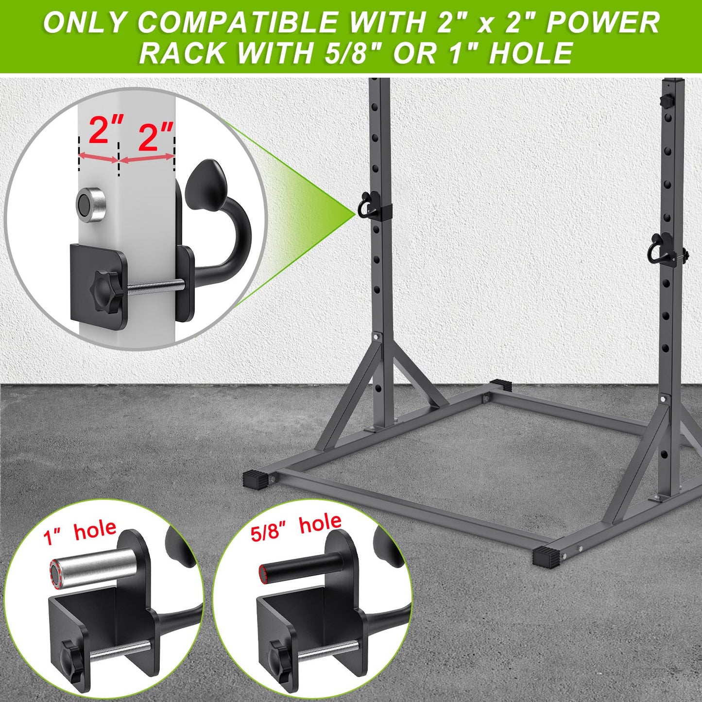 Lifeswell Resistance Band Anchors, Rack Attachment for 2"x2" Power Rack with 1" or 5/8" Hole, Adjustable Multi Point Workout Hook for Strength Training, Fitness, Physical Therapy, 2 Pack