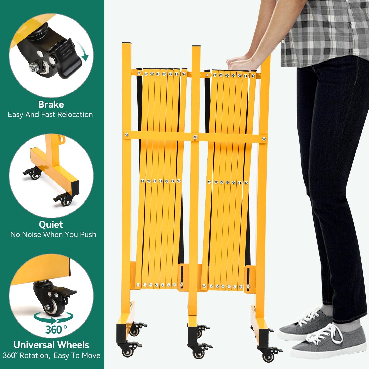 YITAHOME Metal Expandable Barricade Gate Outdoor, 16FT Folding Security Gate, Retractable Driveway Gate, Folding Safety Barricade