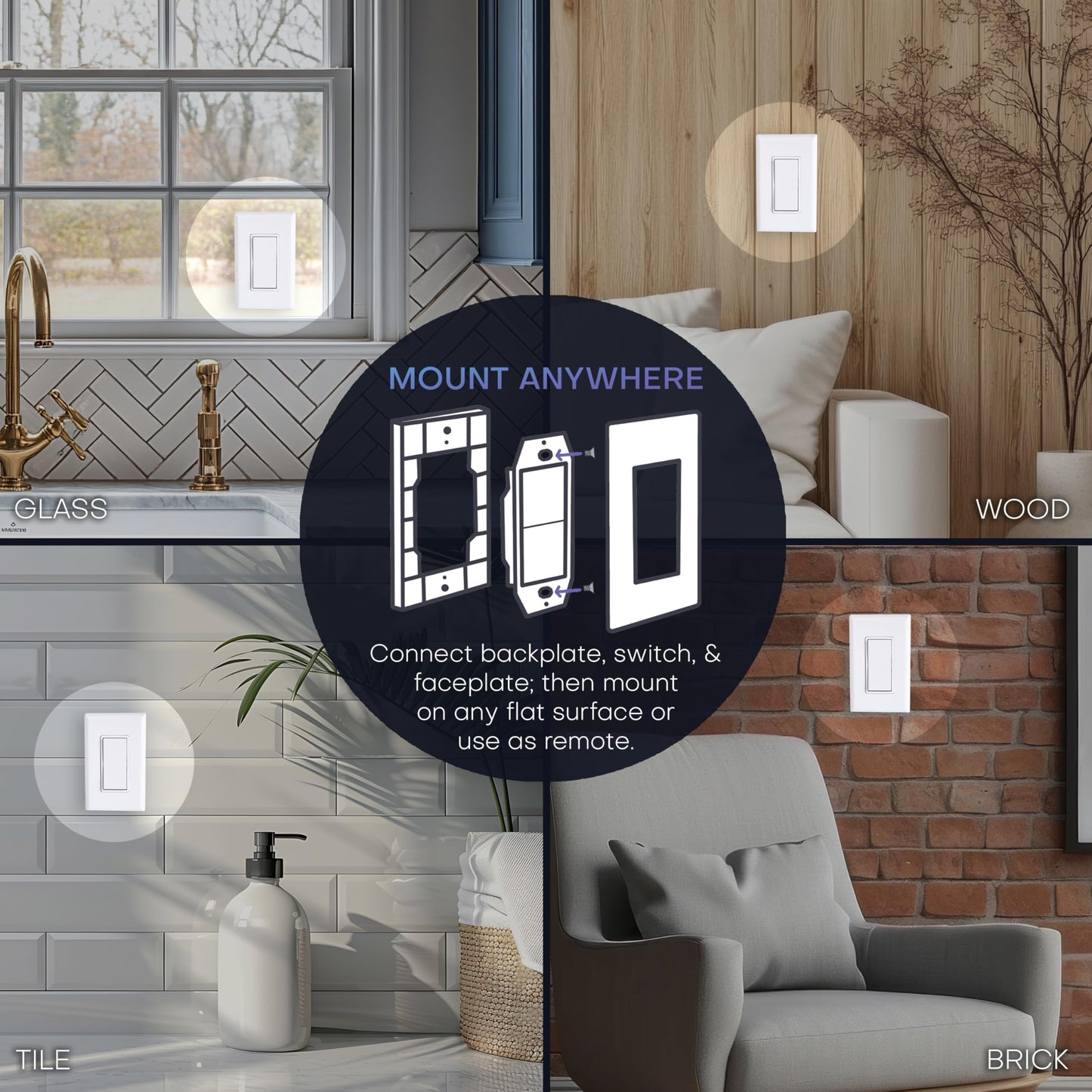 RunLessWire Single Pole Battery-Free DIY Wireless Light Switch Kit 150ft RF Range Self-Powered by Kinetic Energy for Fixtures & Outlets : 1 Remote Switch Controls 1 5A On/Off Receiver Black