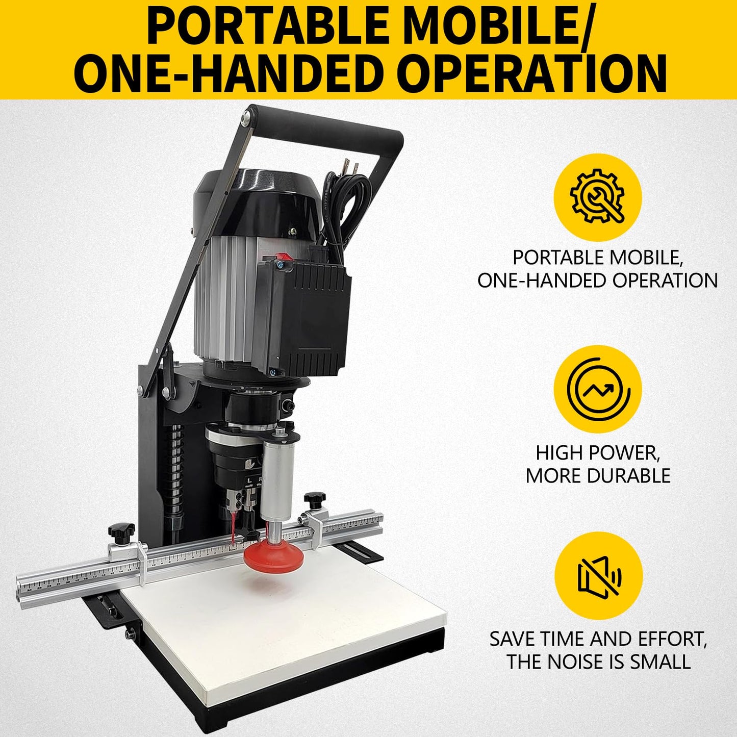 DVALLEY 1100W Hinge Drilling and Boring Machine,0-40mm 2880RPM Depth Pneumatic Portable Woodworking Hand-Held Hinge Drilling Machine,45-9.5 Desktop Drill Press for Drilling Tasks(110 Volt）