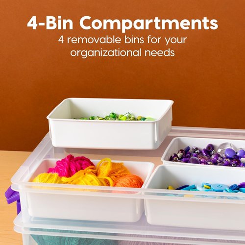 IRIS USA Craft Storage Container - 9 Qt. Clear Organizer Bin with Lids | Stackable & Portable for Art Supplies