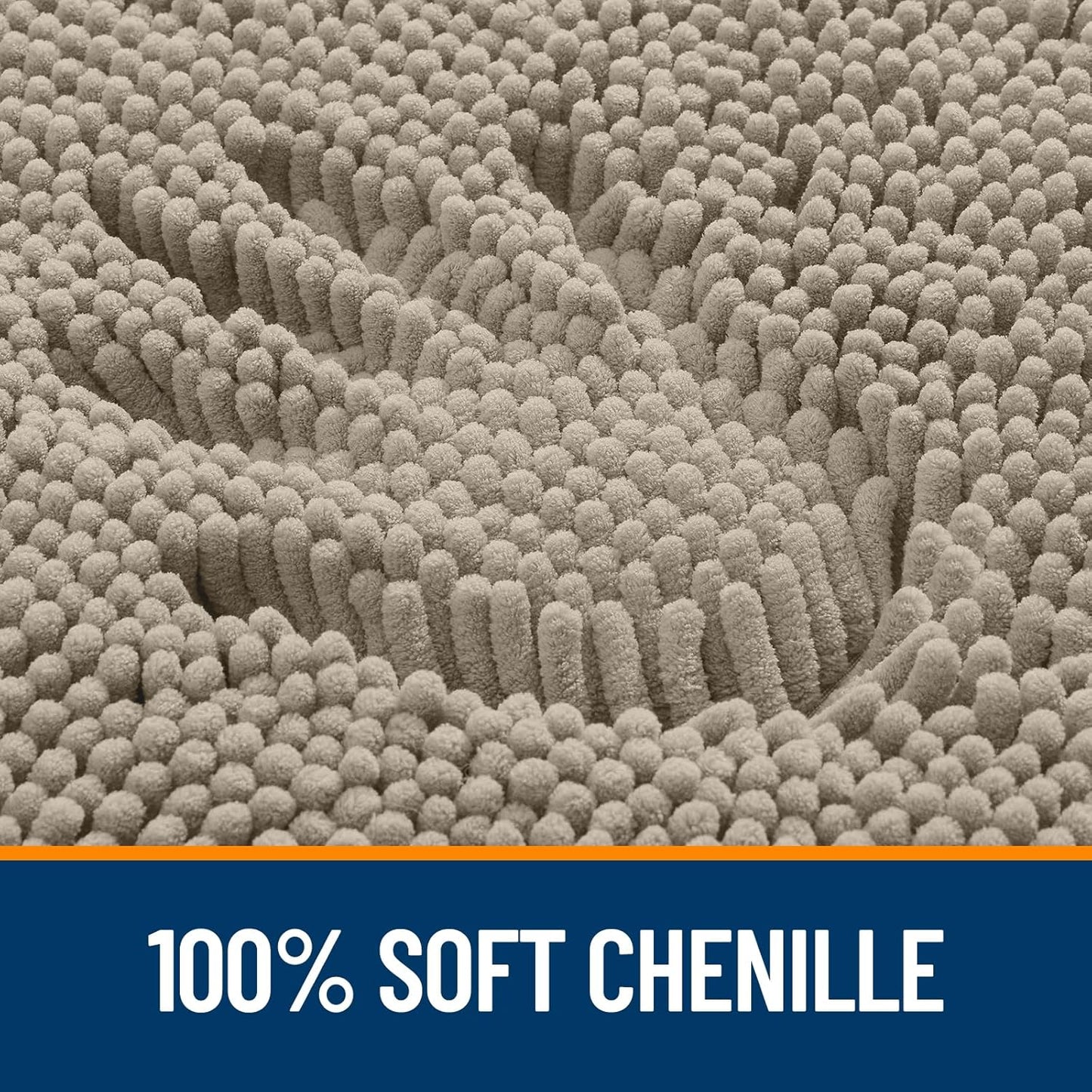 OLANLY Large Bath Rugs - Extra Soft Chenille with Rubber Backing | Quick Dry & Machine Washable - Warm Taupe 40x32
