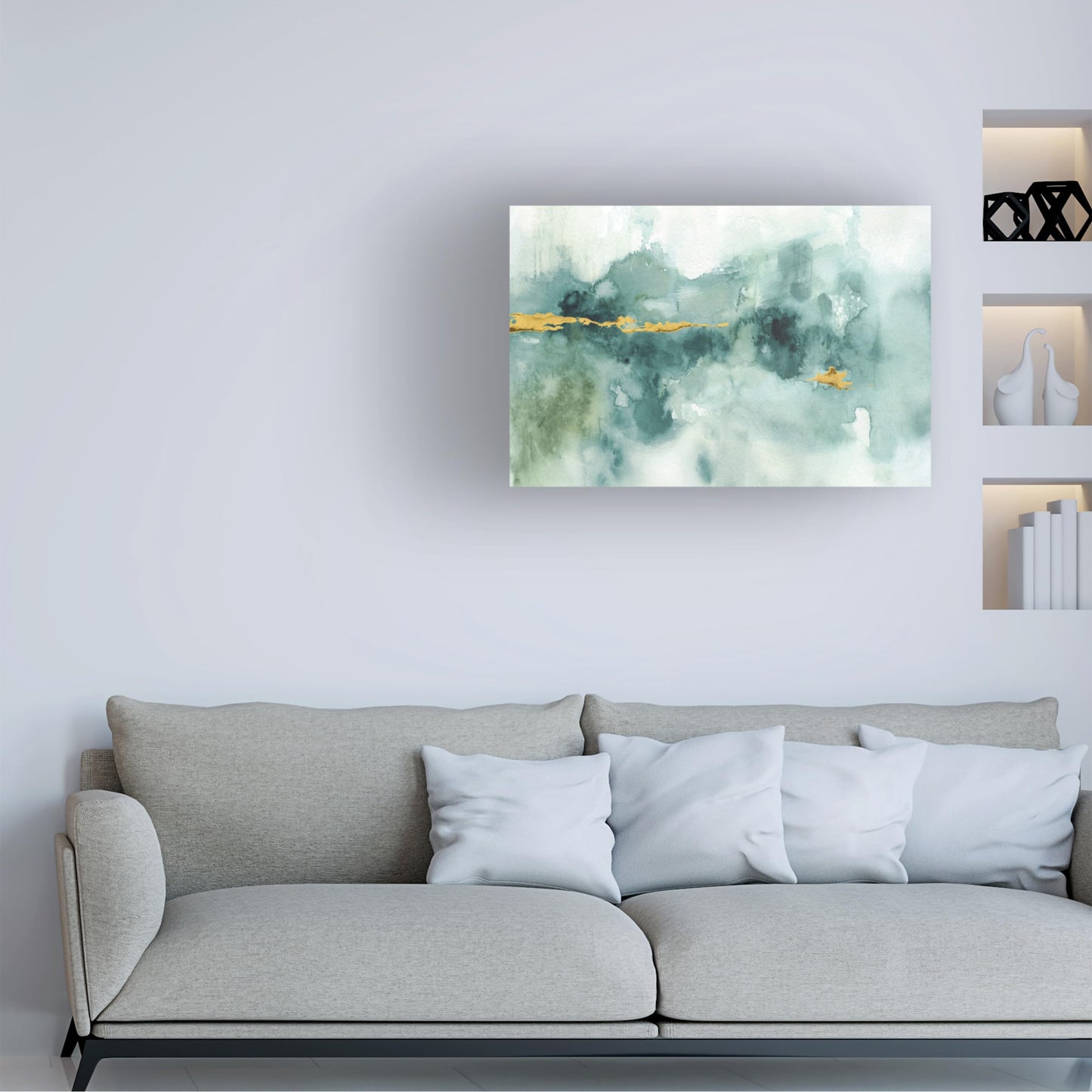 Wrapped Canvas Wall Art - Lisa Audit 'My Greenhouse Abstract I Crop Blue' Wall Art for Living Room, Bedroom, or Office Décor - 22x32