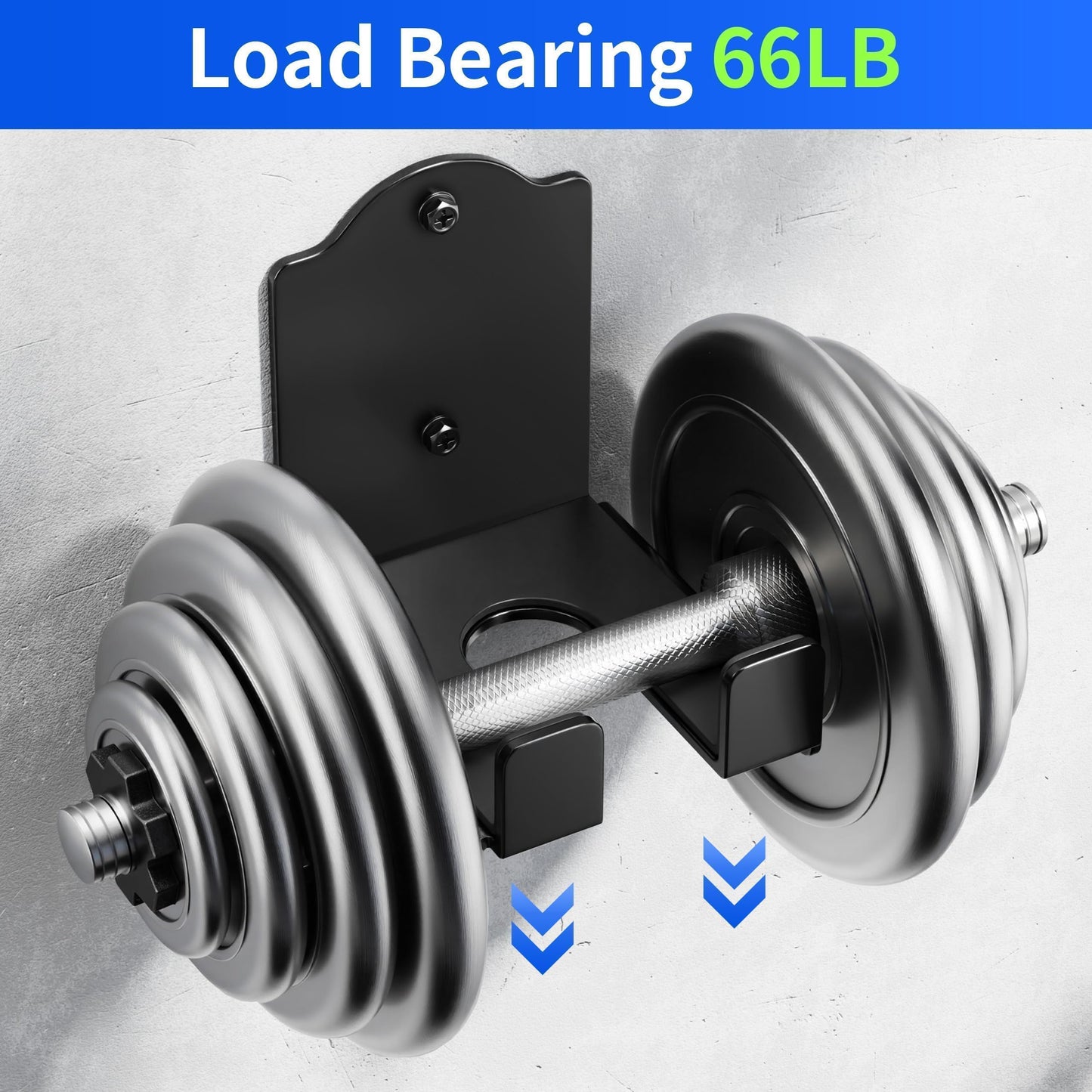 Olympic Barbell Wall Rack Holder - Heavy Duty 66lbs Weight Storage Mount with EVA Pads, Fits Wood Brick Concrete Walls, Space Saving Home Gym Equipment Organizer, 1 hook