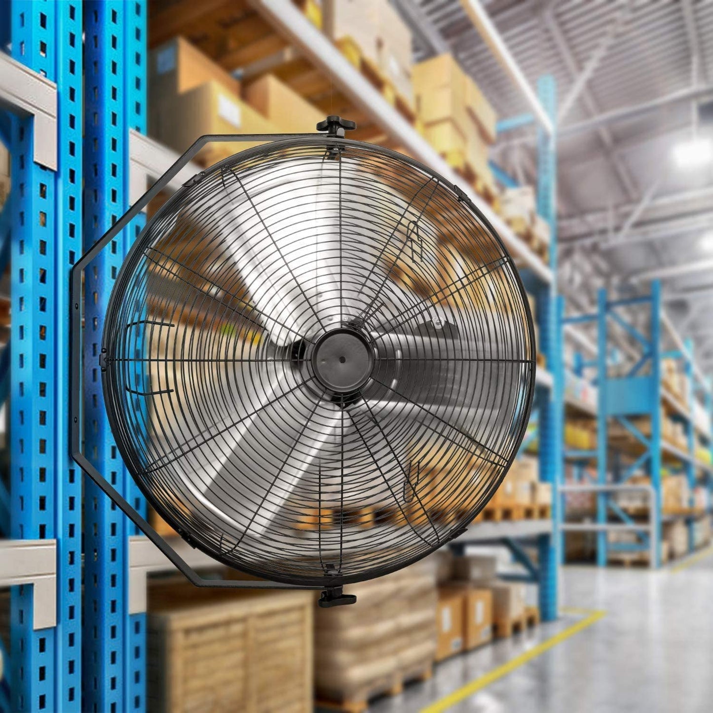 Simple Deluxe 24 Inch Industrial Wall Mount Fan, 3 Speed Metal Fan for Warehouse, Greenhouse, Workshop, Patio, Factory and Basement, Black, 2 Pack