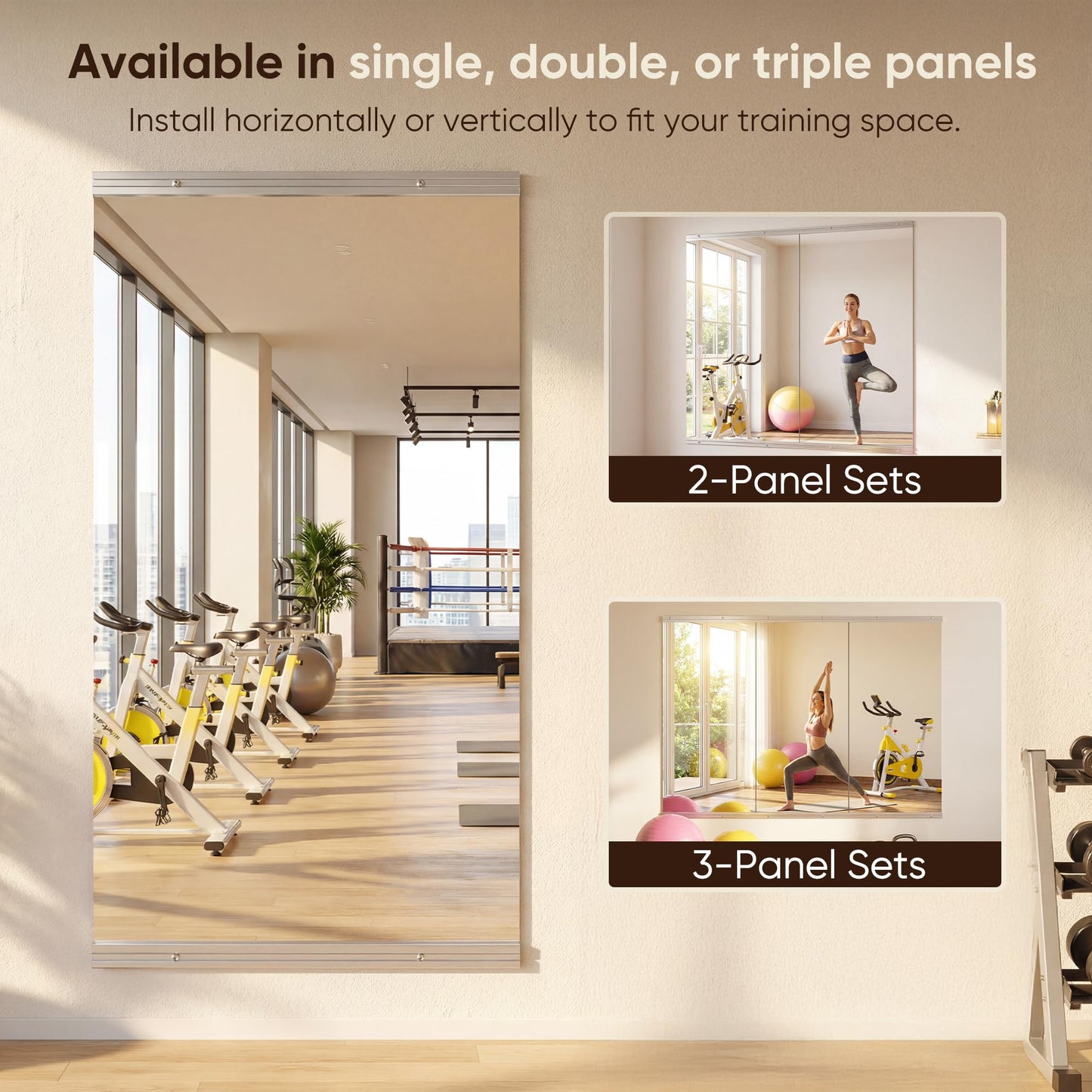 Antok Home Gym Mirror 55"x28" 2PCS, Large Full Length Wall Mounted Mirrors, Frameless Tempered Glass Full Body Mirror for Gym Yoga Dance Studio Garage Bedroom & Bathroom