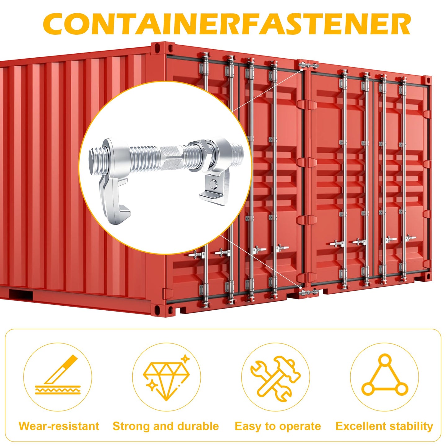 NULTRUMA 4 Pack Shipping Container Bridge Fitting Clamp, 260mm Galvanized Screw Clamp for Connecting 20/40FT Containers, Heavy Duty Rail Accessories Kit with Side Twist Lock