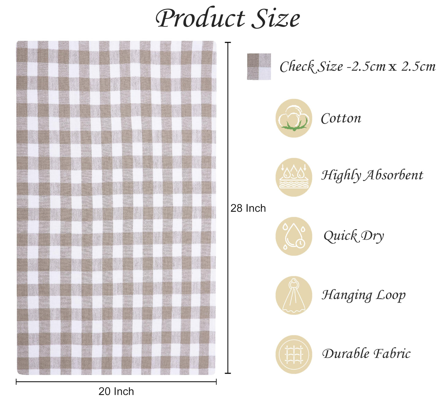 AMOUR INFINI Kitchen Towels Set of 4 Buffalo Checks Beige/White Kitchen Towels 28x20 Inches 100% Cotton Highly Absorbent Kitchen Towels Premium Quality Ultra Soft Mitered Corners KitchenTowels