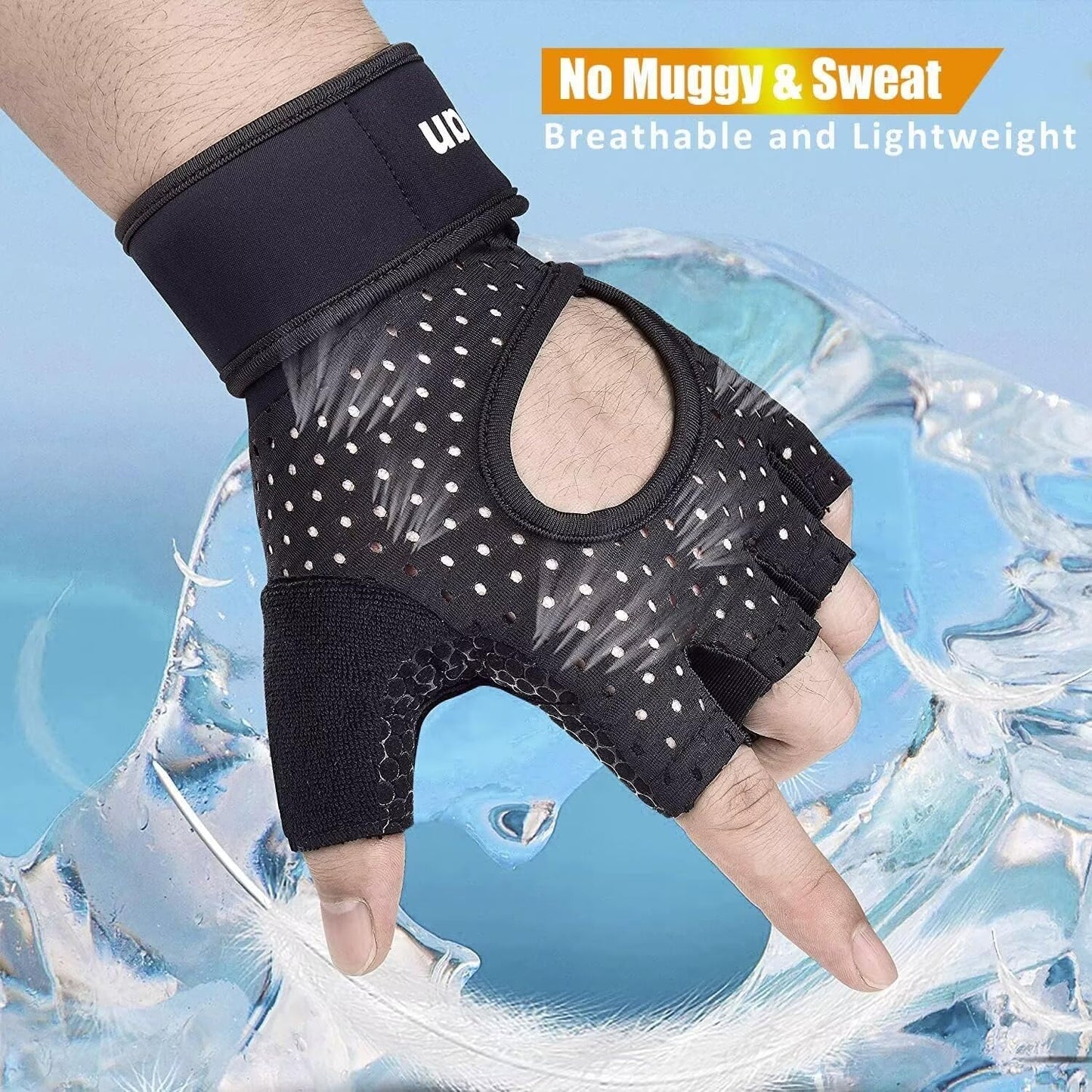 ihuan Breathable Weight Lifting Gloves: Fingerless Workout Gym | Wrist Support | Enhance Palm Protection | Extra Grip for Fitness| Training | Rowing | Pull-ups