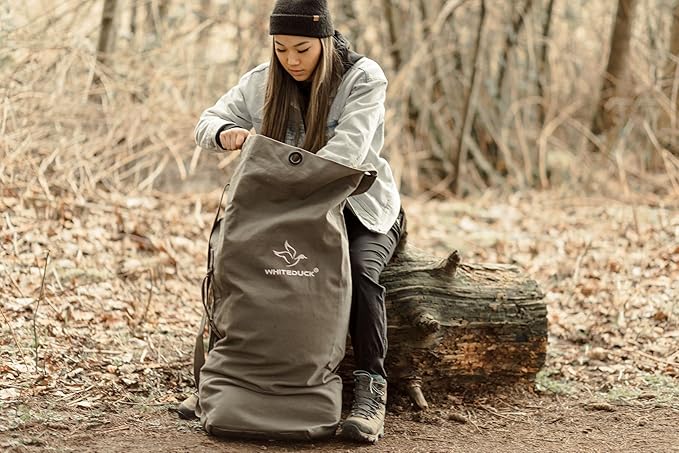 WHITEDUCK G.I Top Load Military Rucksack Style Double Strap Duffel Bag Heavy Duty and Water Resistant- Gym, Sports, Travel, Hiking, Backpacking (Olive, Standard 21" x 37")
